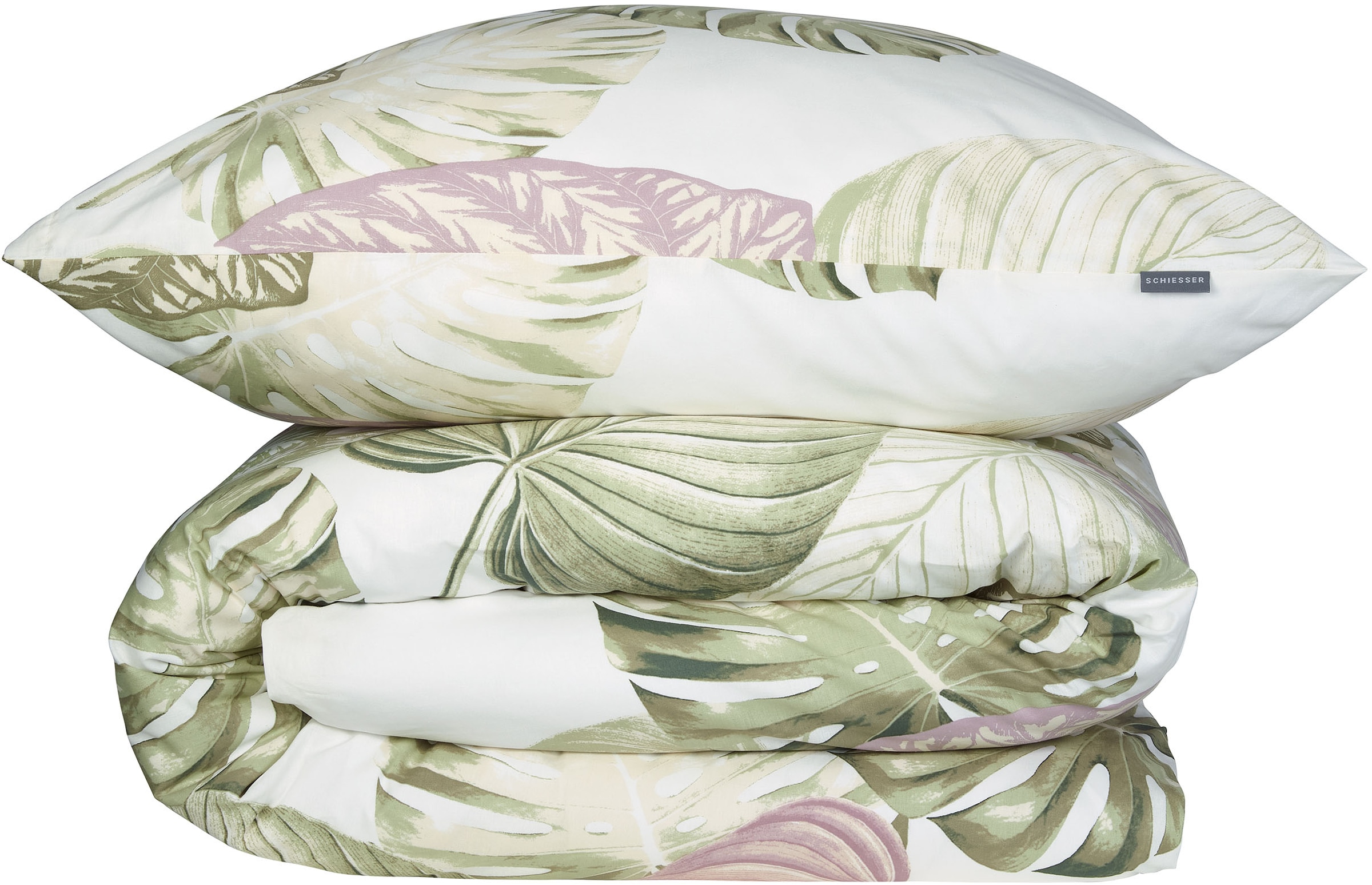 Schiesser Bettwäsche »Bretta aus weicher Baumwolle mit filigranem Palmwedel-Muster«, Made in Green