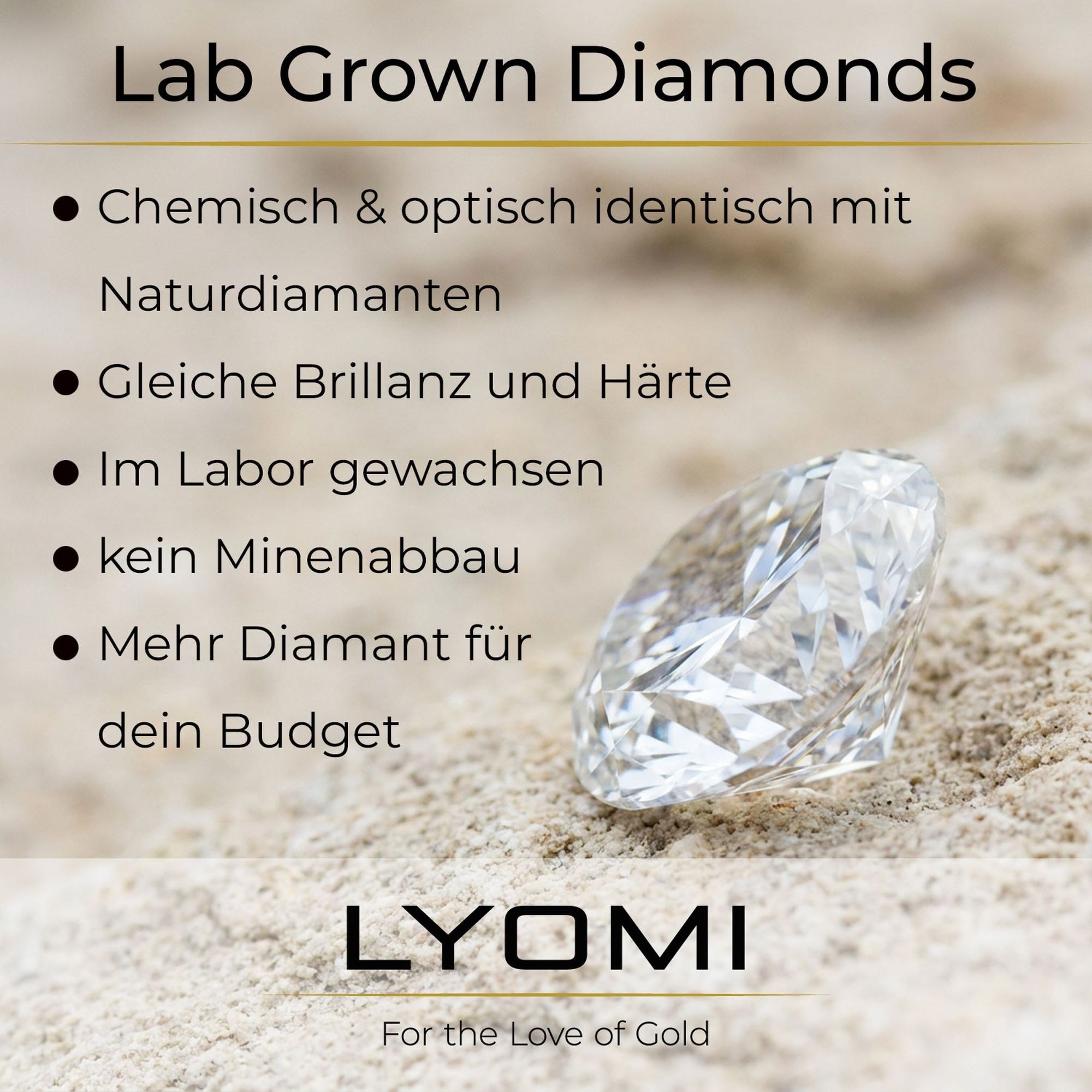 LYOMI Kette mit Anhänger »585/- Gelbgold 1 synth. Diam. 0,50 ct.«