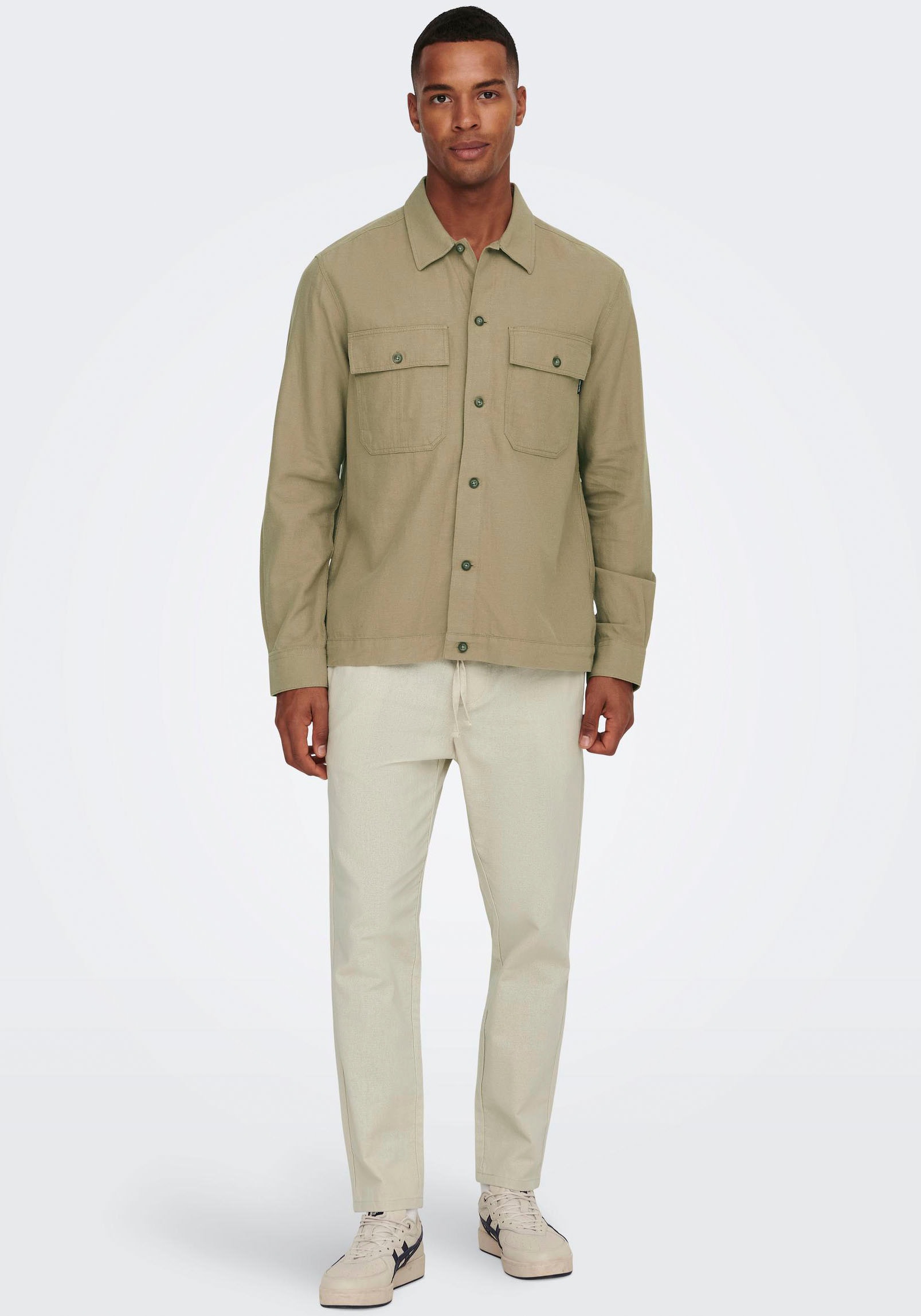 ONLY & SONS Stoffhose »ONSLINUS CROP 0007 COT LIN PNT NOOS«, mit Leinen