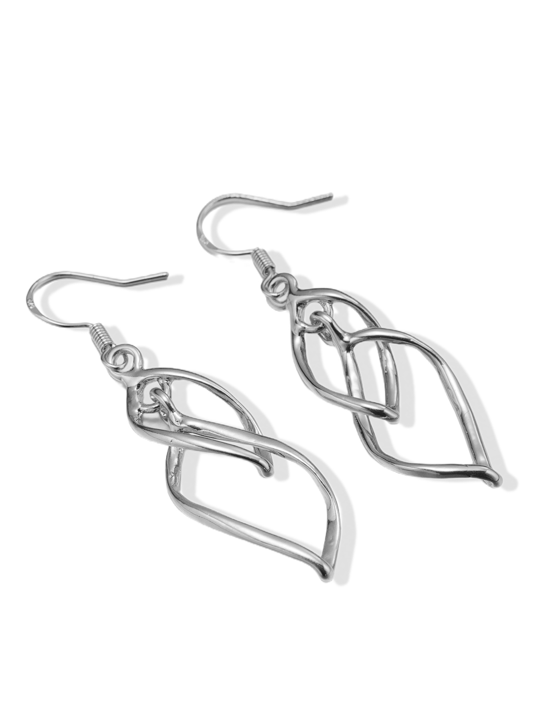 Aniston Leaf Hook Earrings Silver 2