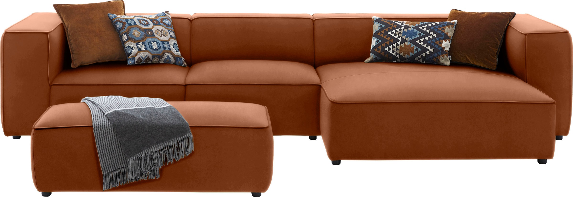 W.SCHILLIG Ecksofa »around-the-block«, mit eleganter Biese, mit Federkern, Breite 341 cm