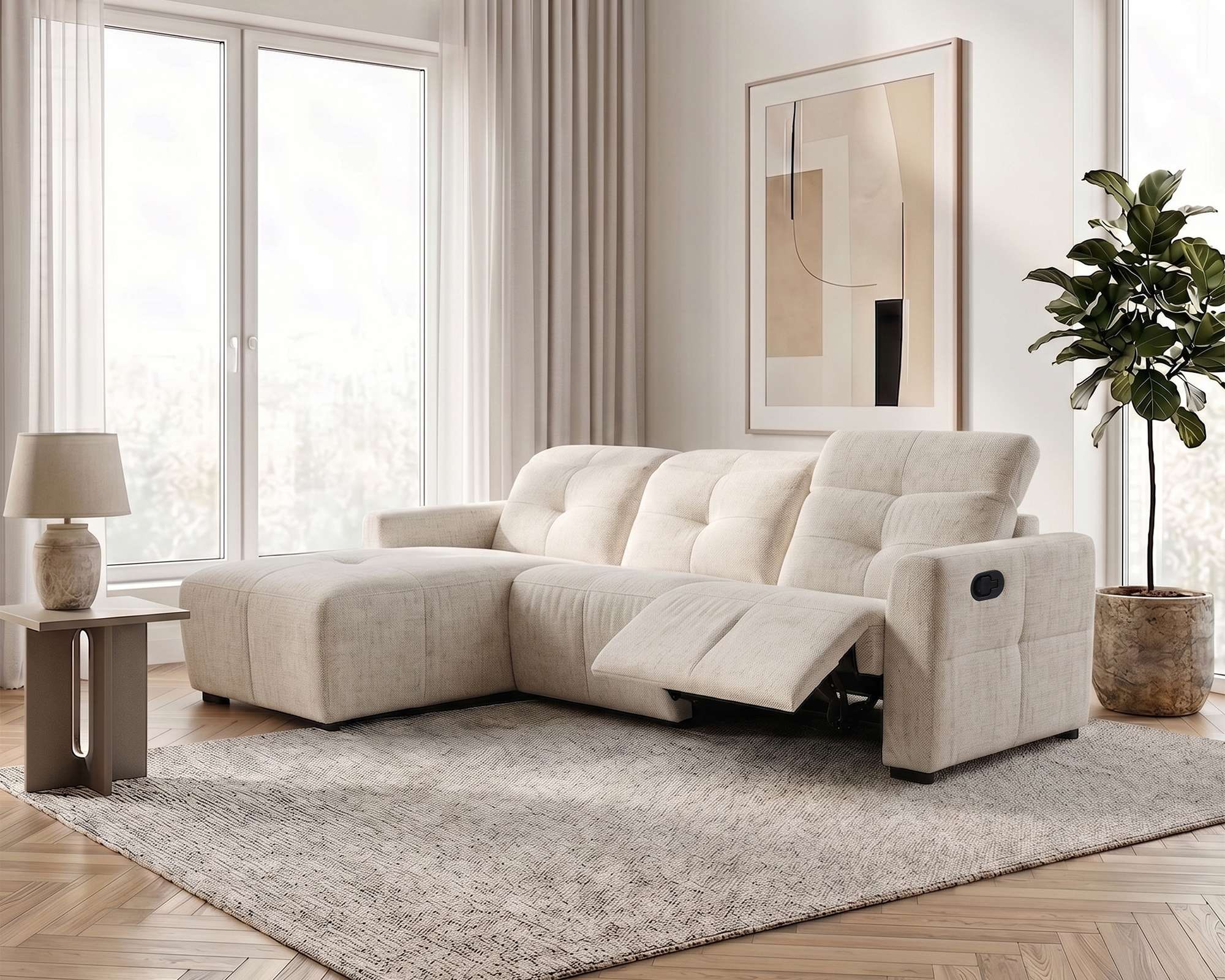 OTTO home Ecksofa "CAARLA Webstoff, L-Form, 261 cm, man. o. elektr. Relaxfunktion (USB)" mit USB-A und USB-C bei elektrischer Ausführung, Kopfteilverstellung