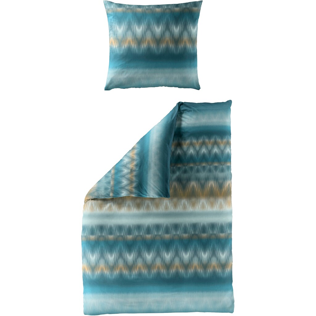 Parure De Lit 1 Personne En Satin Turquoise - 135 X 200 Cm - Motif Original Bierbaum