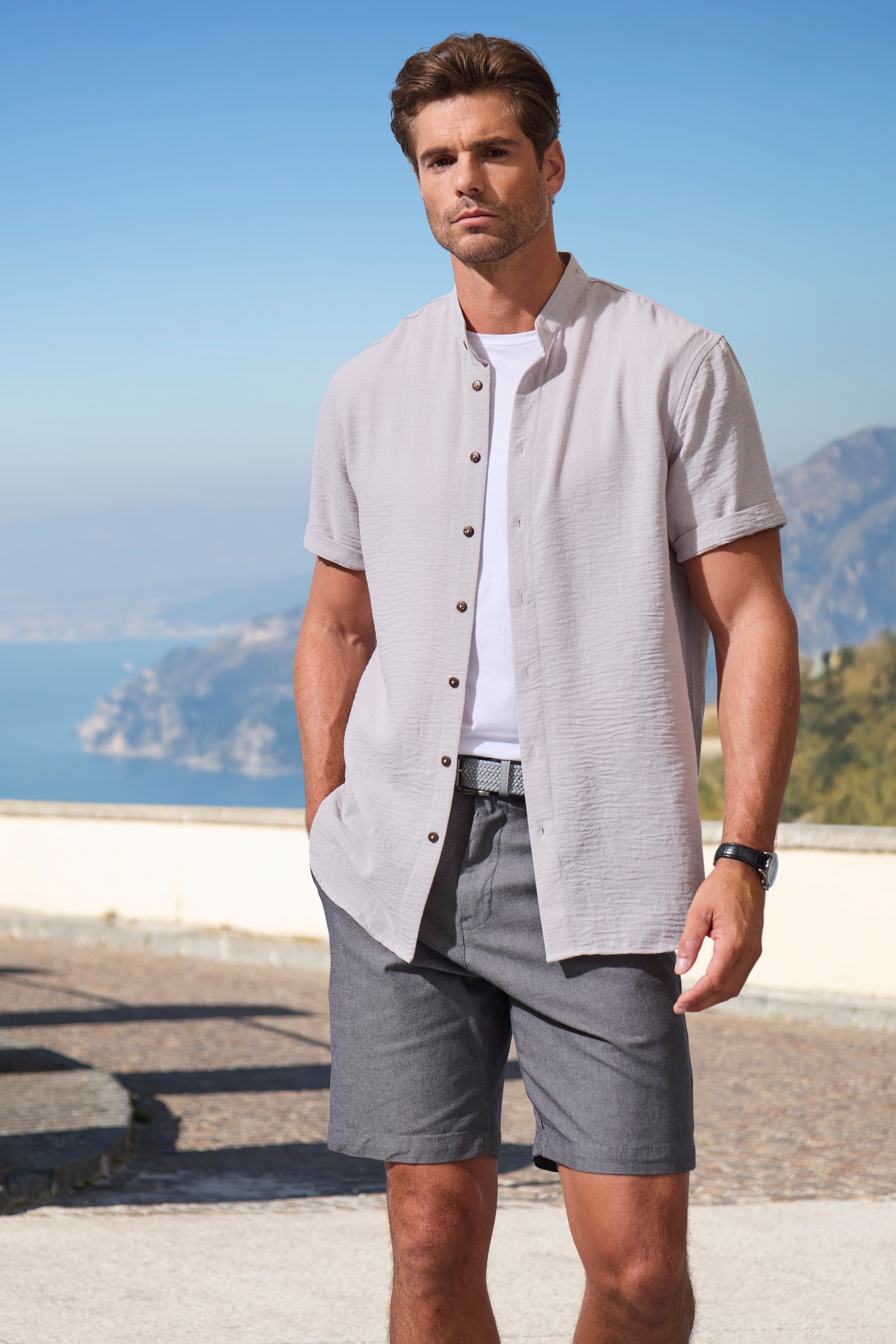 John Devin Chinoshorts »regular-fit«, Oxford Shorts aus elastischer Baumwolle