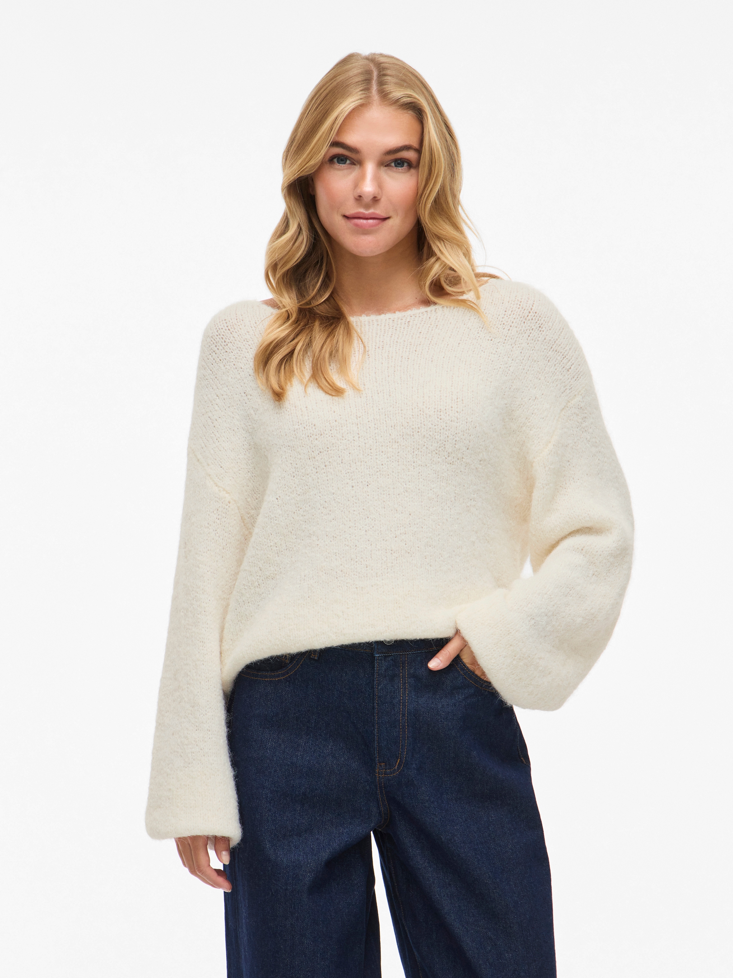 Vila Strickpullover »VIMARLEY L/S KNIT PULLOVER- NOOS« Materialmix, regular fit