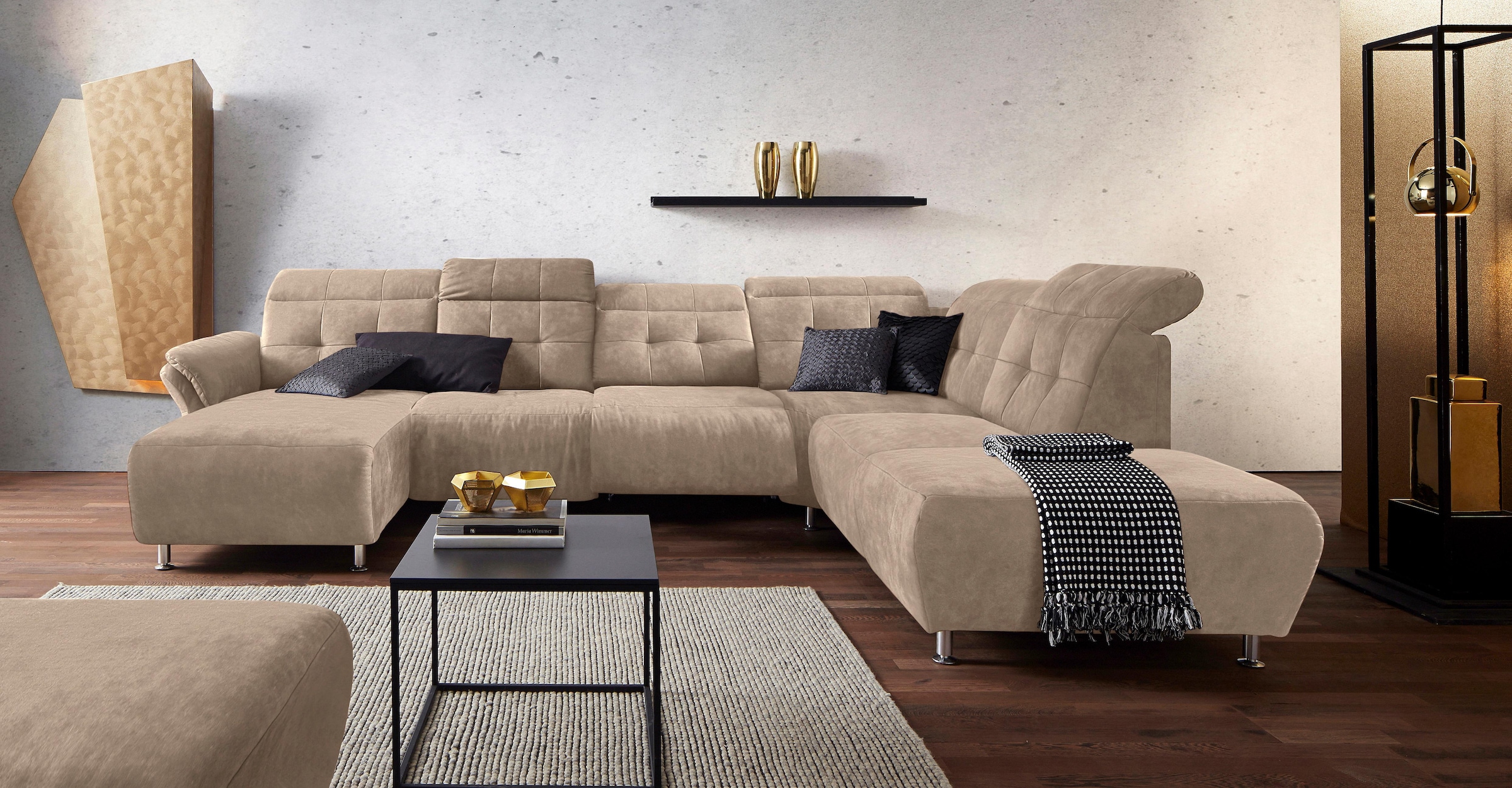 Home affaire Wohnlandschaft "Manhattan U-Form" 2 Sitze mit elektrischer Rel günstig online kaufen