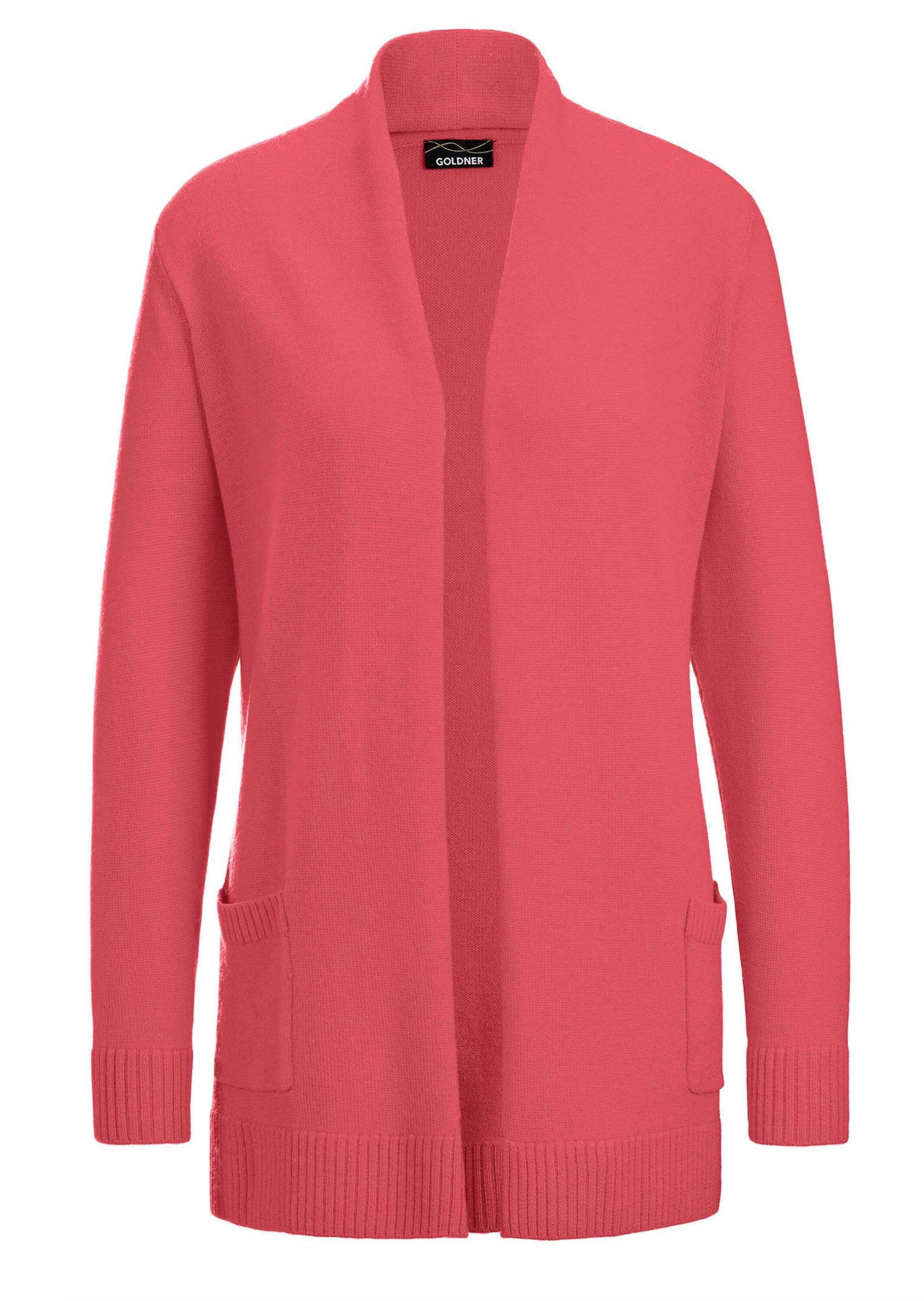GOLDNER Strickjacke "Kurzgröße Langarm Cardigan aus Merino" Schalkragen