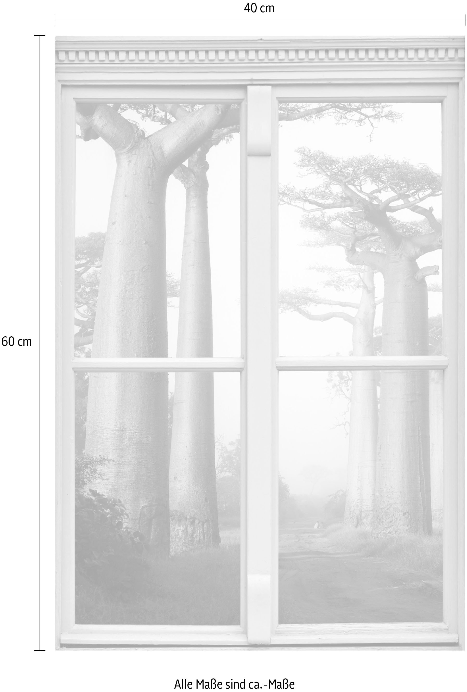 queence Wandsticker »Affenbrotbäume«, Wandsticker, Wandbild, selbstklebend, 3D, Fenster