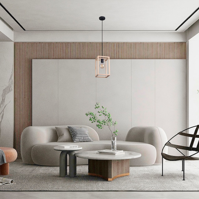 Paco Home Pendelleuchte »BJÖRN«, LED Pendellampe Wohnzimmer Esszimmer  Modern Holz Einflammig E27 | BAUR
