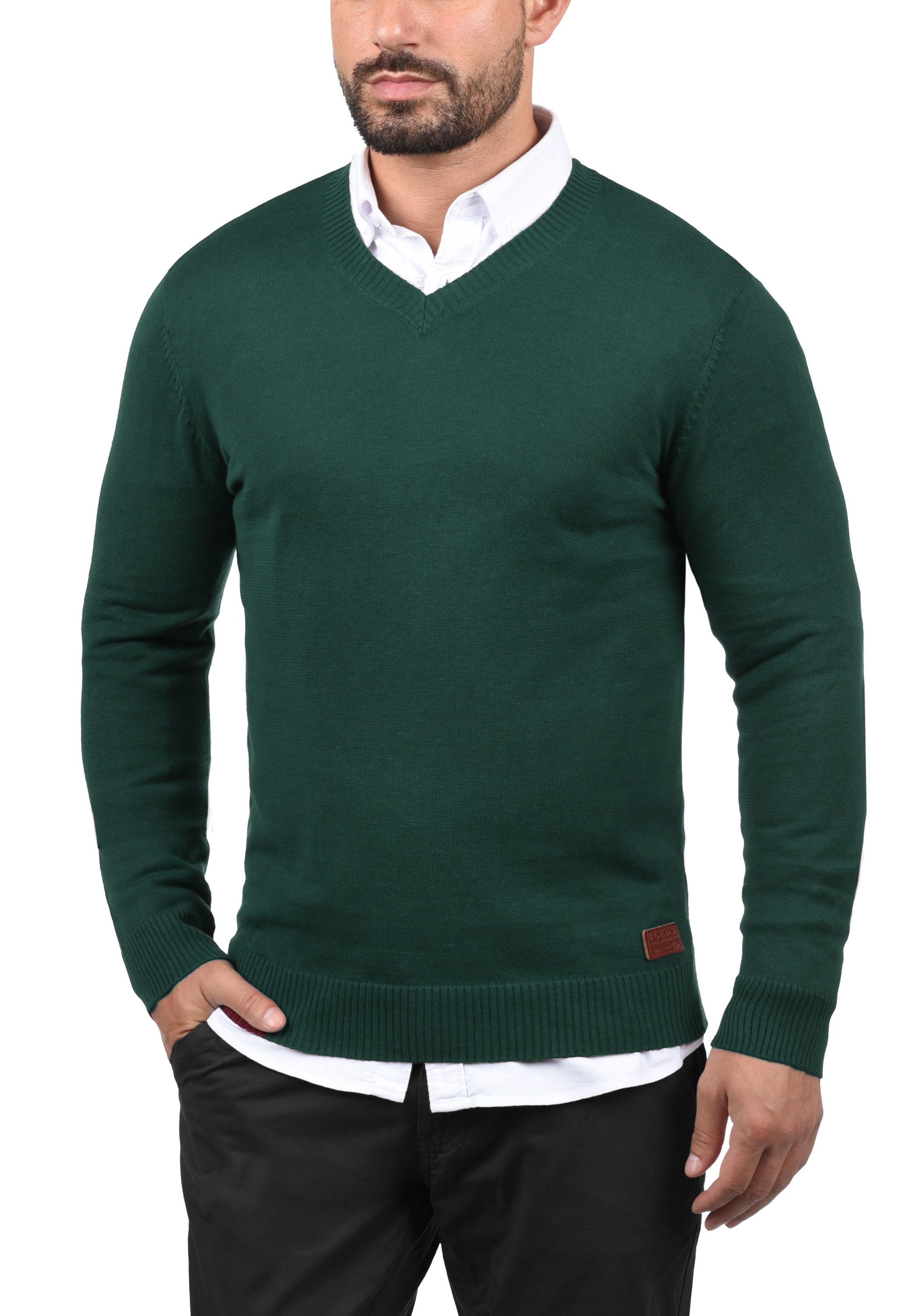 Blend Strickpullover "BHLasse" Feinstrickpullover mit aufgestickten Ellenbo günstig online kaufen