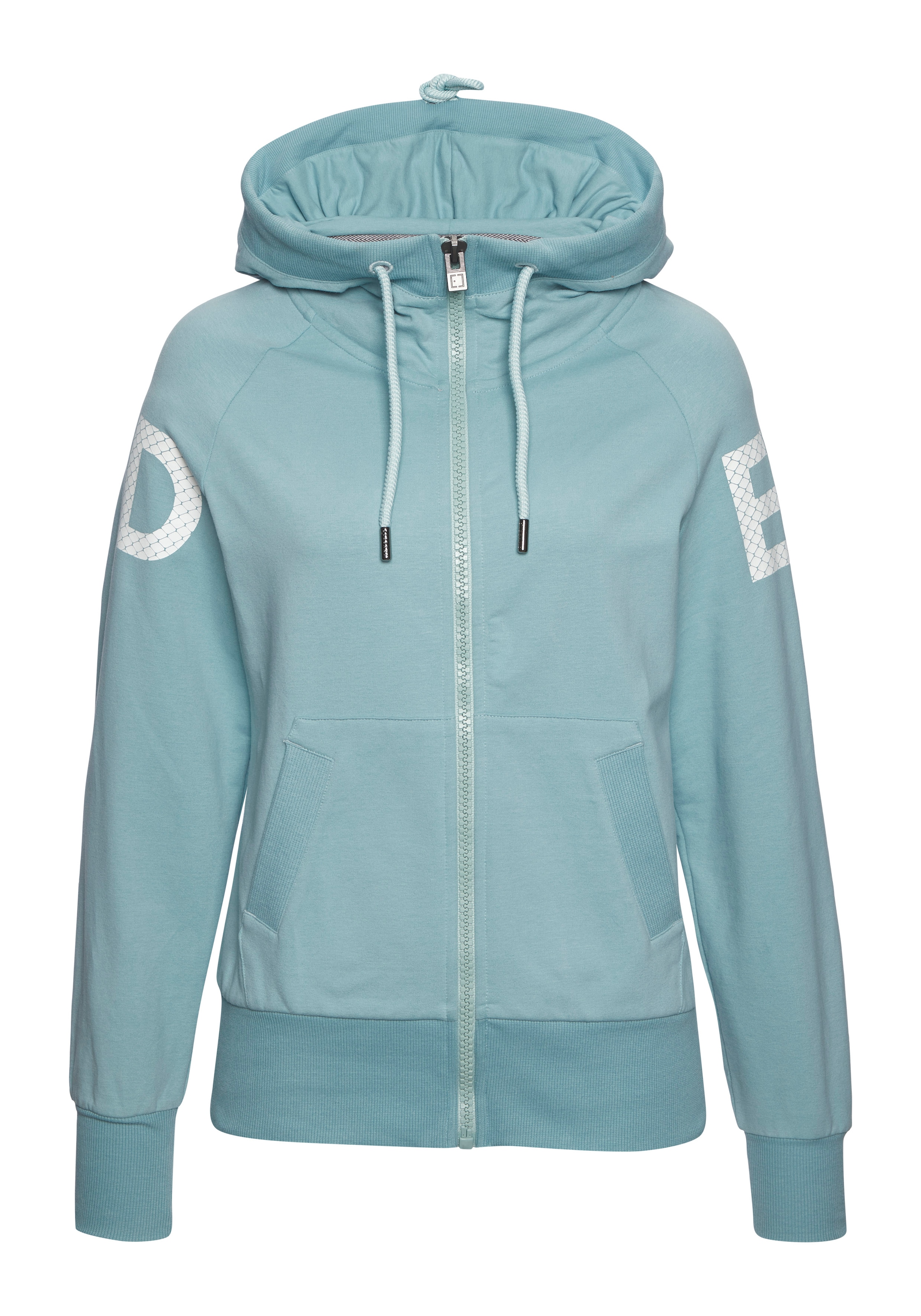 Elbsand Kapuzensweatjacke, mit großem Logodruck hinten, bequeme Freizeitjacke mit Taschen