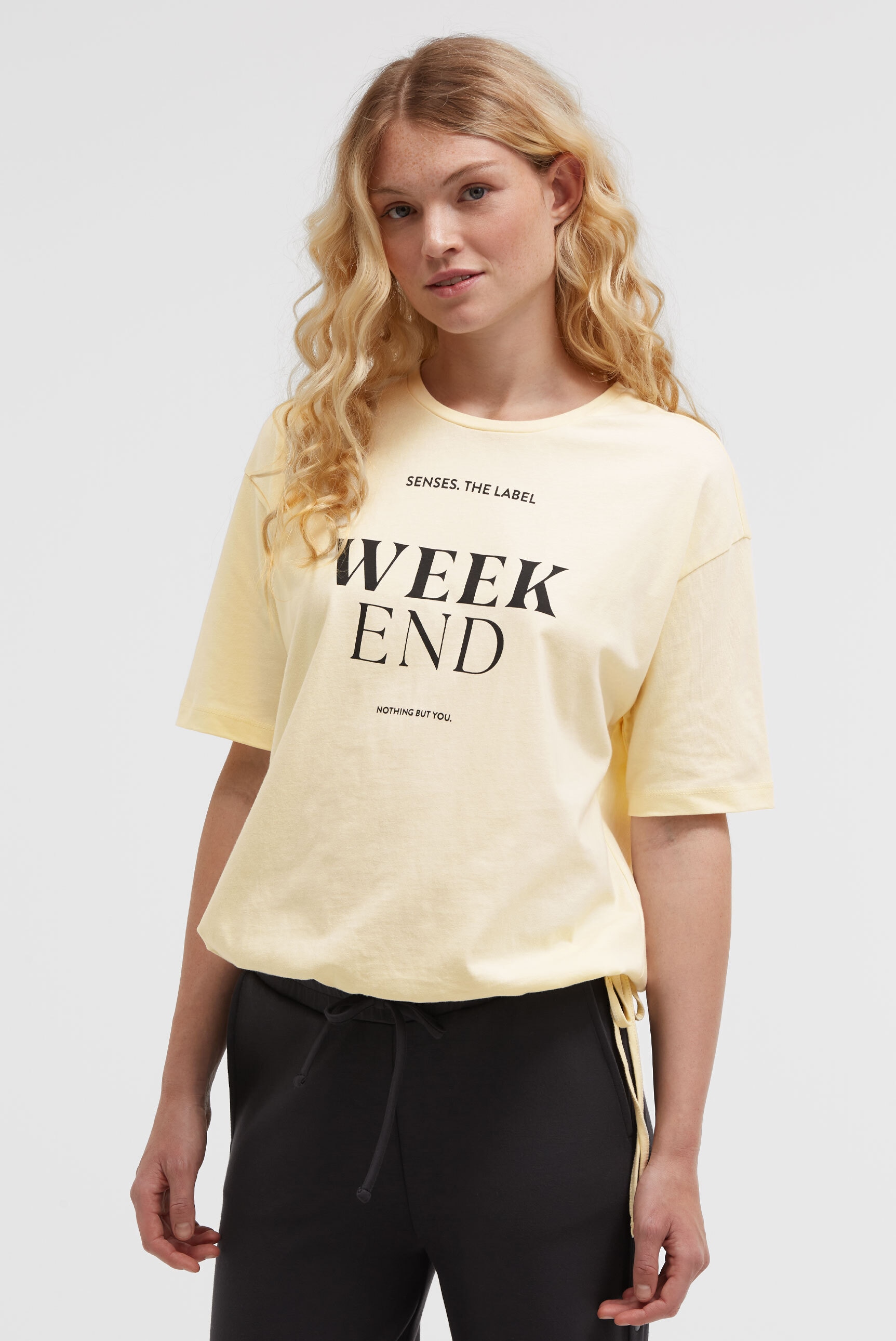 SENSES.THE LABEL Rundhalsshirt mit Bindeband am Saum