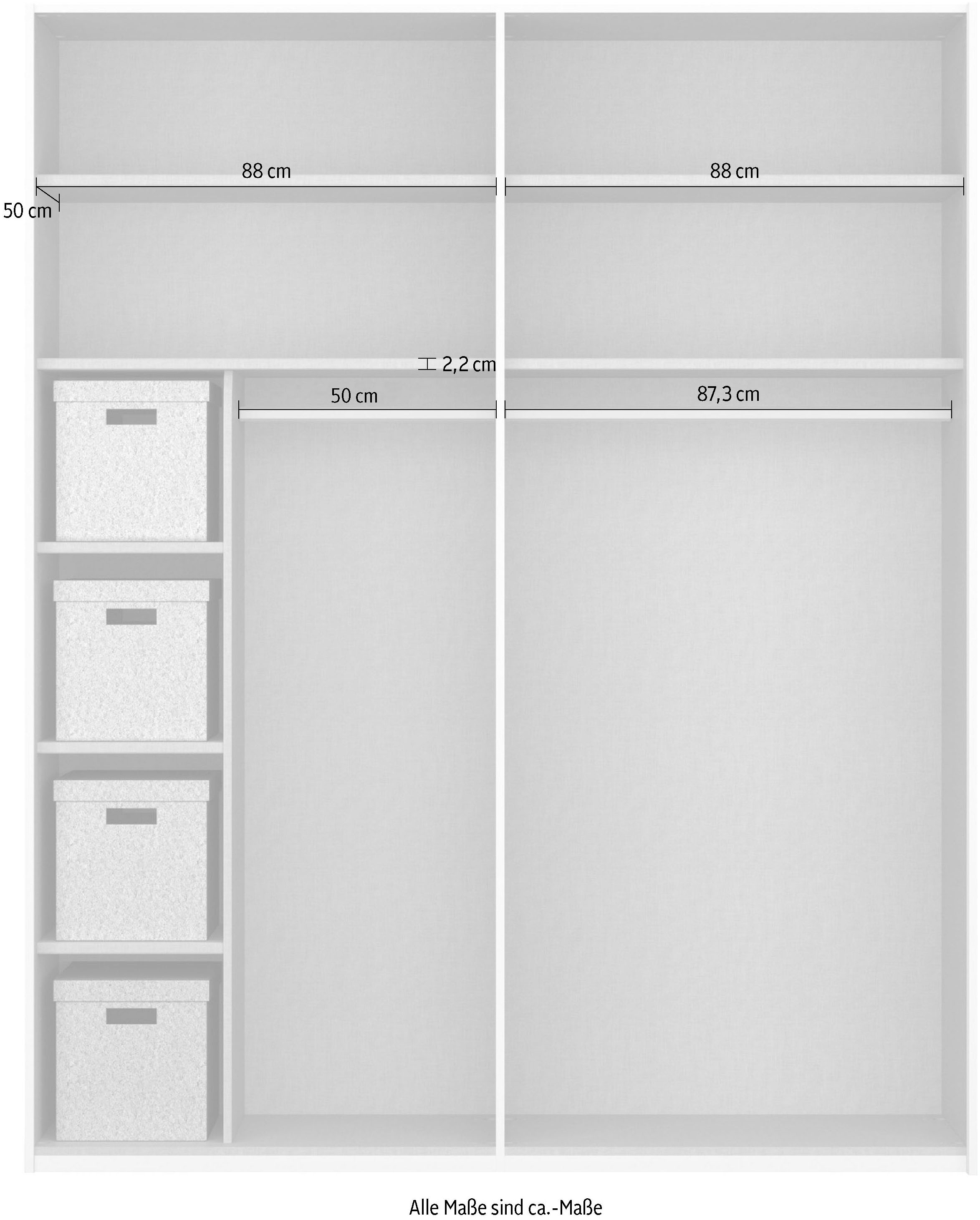 rauch Schwebetürenschrank »X-tend«, inkl. Inneneinteilung mit 4 Stoffkisten sowie Außentürendämpfer