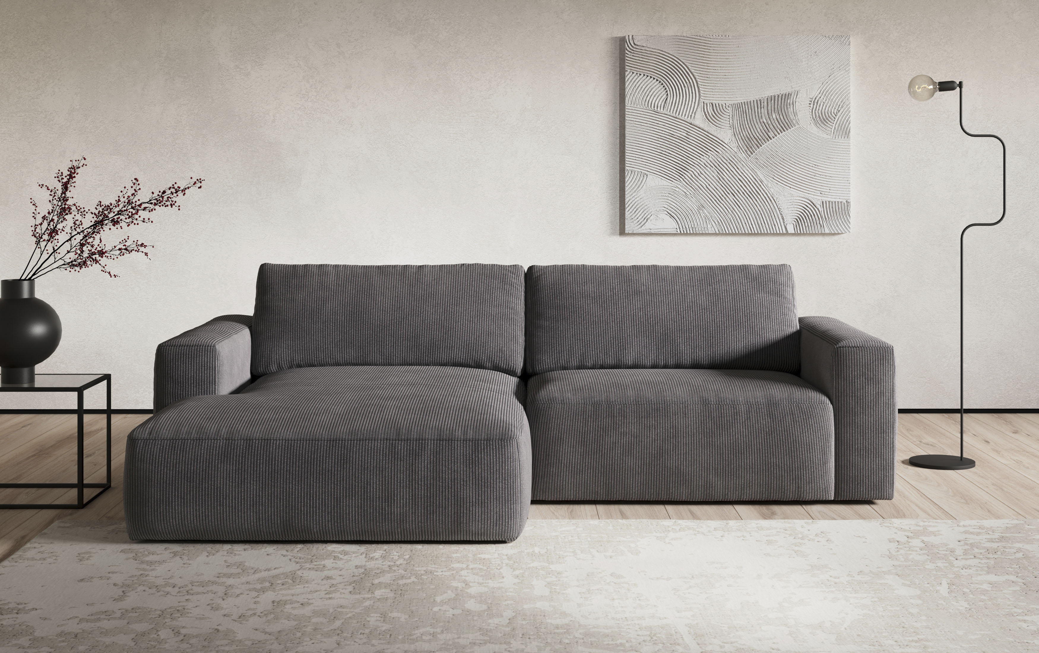 COTTA Ecksofa "Lasso L-Form, B: 288 cm, XL Sofa, Top Modern" XL Recamiere B:114 cm, bequeme Wellenunterfederung, viele Stoffe