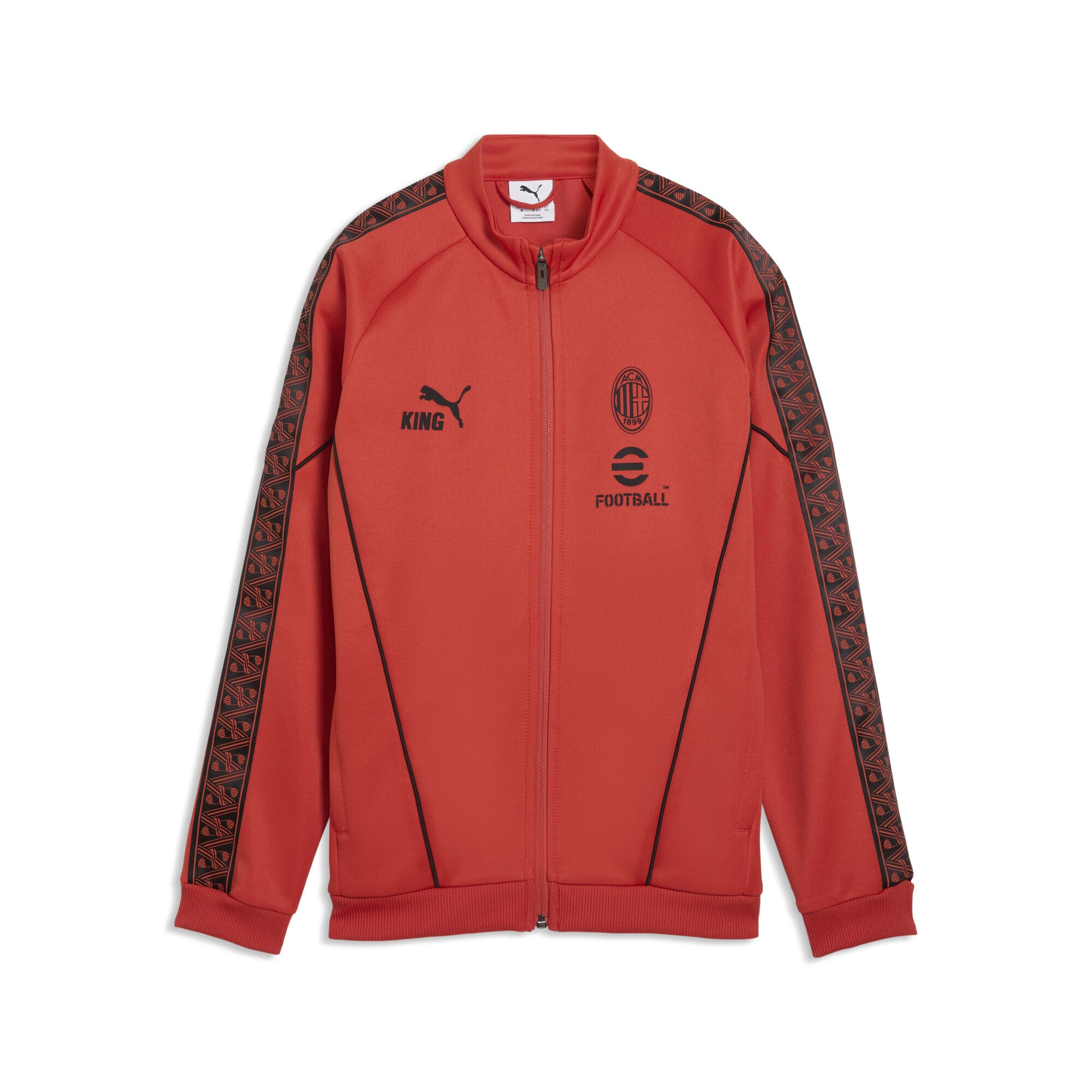 Sweatjacke PUMA "AC Milan KING Anthem Jacke Jugendliche", Jungen, Gr. 164, rot fire schwarz, Obermaterial: 63% Polyester, 37% Baumwolle; Taschenfutter: 100% Polyester; Rippe: 7% Elasthan, 93% Polyester; Besatz: 100% Polyester, Sweatjacken Sweatjacke