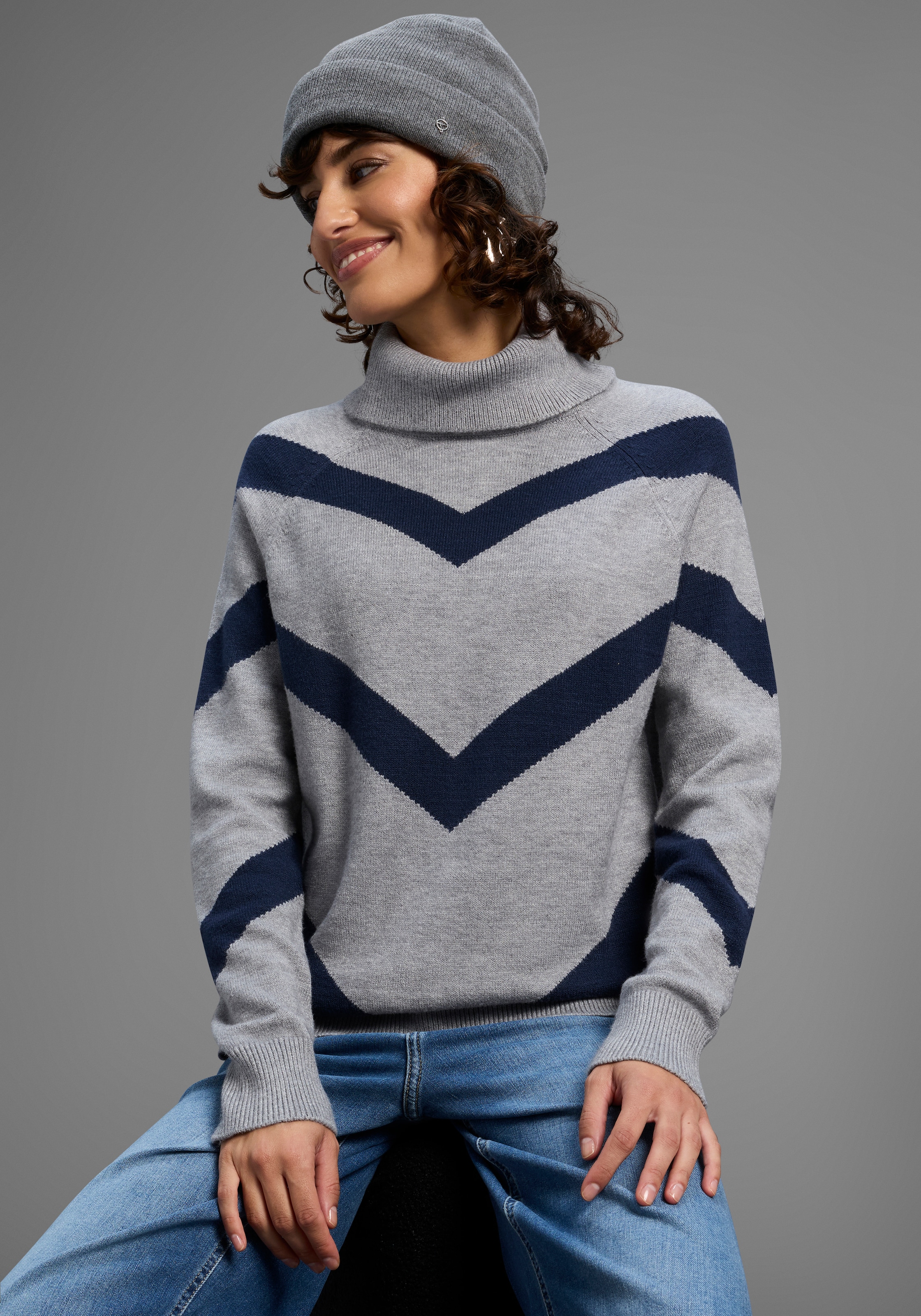 Laura Scott Rollkragenpullover, mit lässigem Streifenmuster - NEUE KOLLEKTI günstig online kaufen