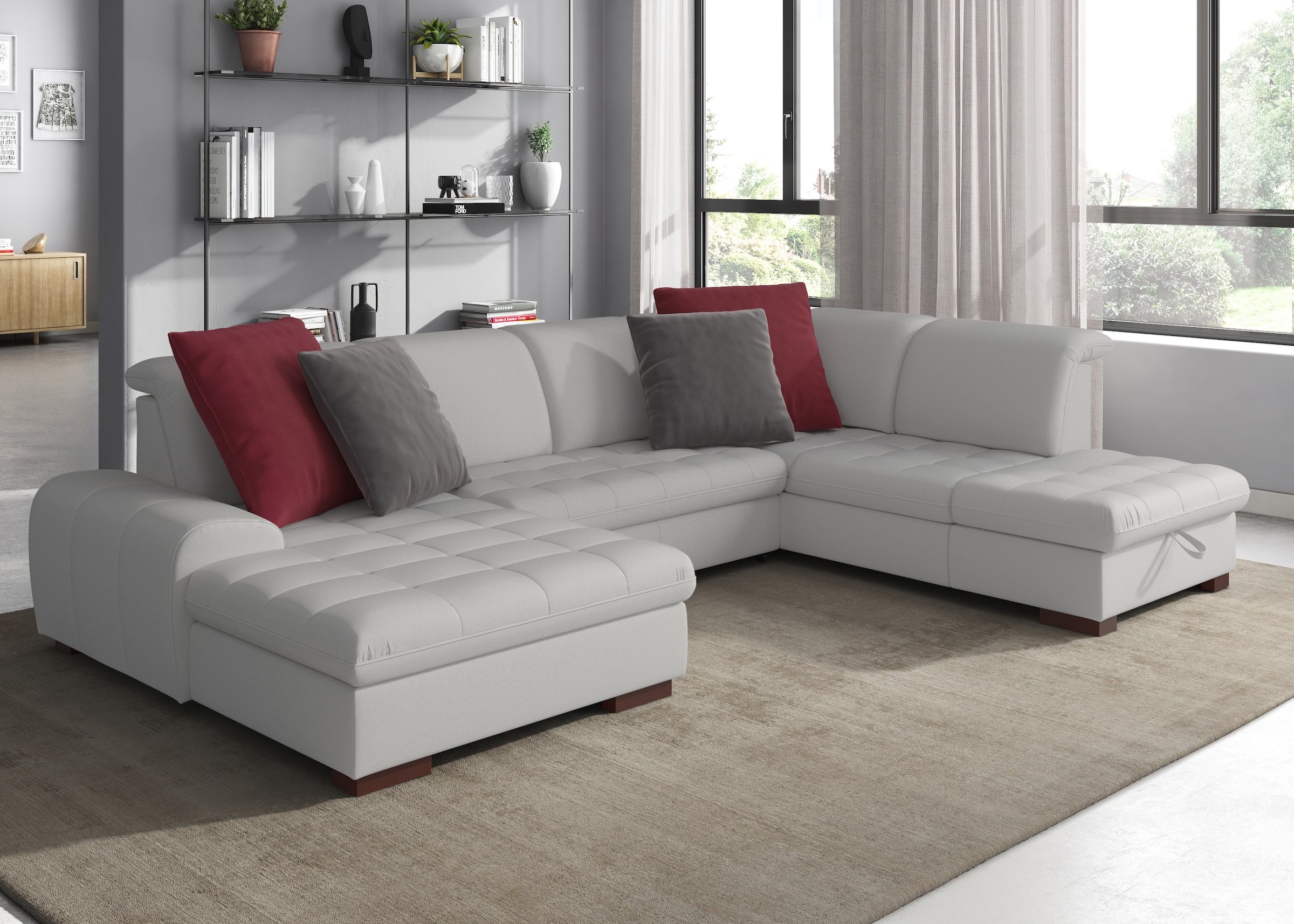 sit&more Wohnlandschaft "Luxor U-Form" wahlweise mit Schlaffunktion, Bettkasten und Kopfteilverstellung