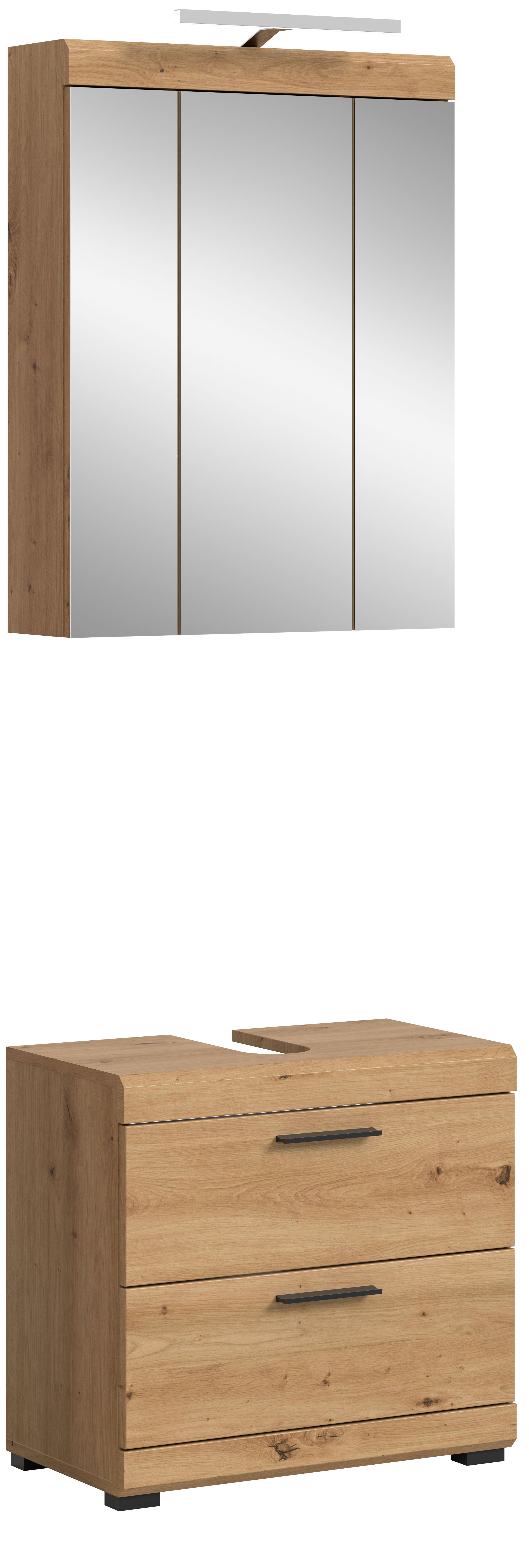 welltime Badmöbel-Set "SIENA, 2 teilig, inklusive LED Beleuchtung, bestehend aus:" Set, TOPSELLER, 2 Stk. tlg.