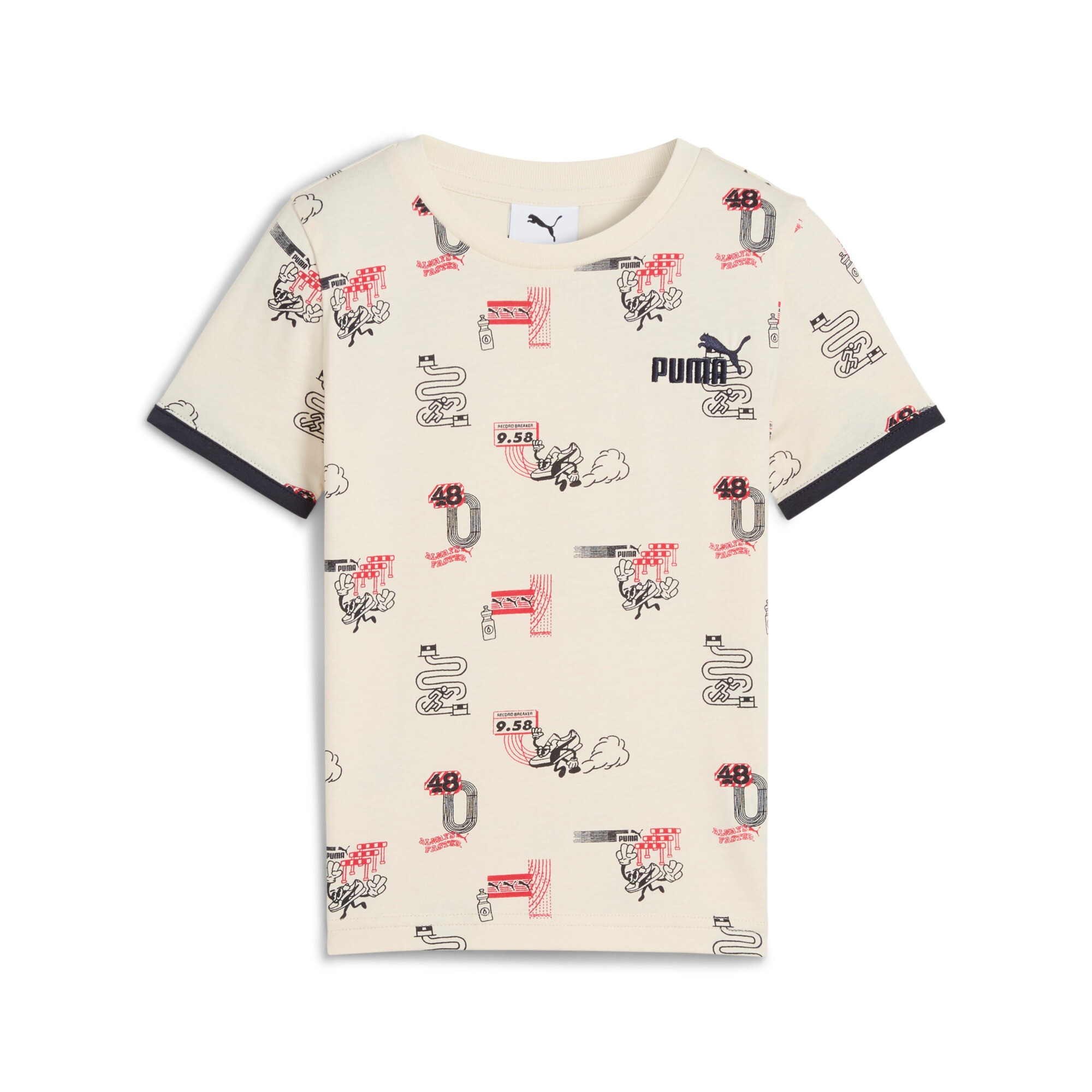 PUMA T-Shirt "LITTLE RUNNERS AOP TEE PS" Regular Fit, Rundhalsausschnitt, Kurzarmdesign