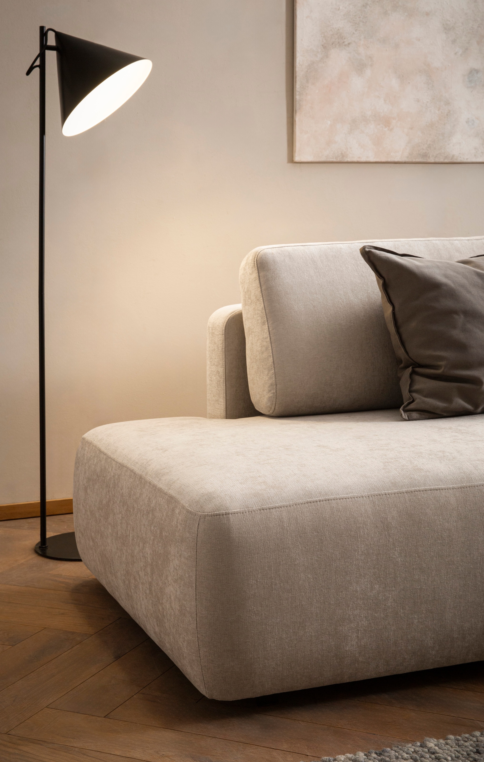 INOSIGN Ecksofa »TORGE, Schlafsofa Cord, Samtvelours u. Strukur fein, Couch in L-Form«, Schlaffunktion und Bettkasten, Liegefläche: 210x125 cm, neues Design