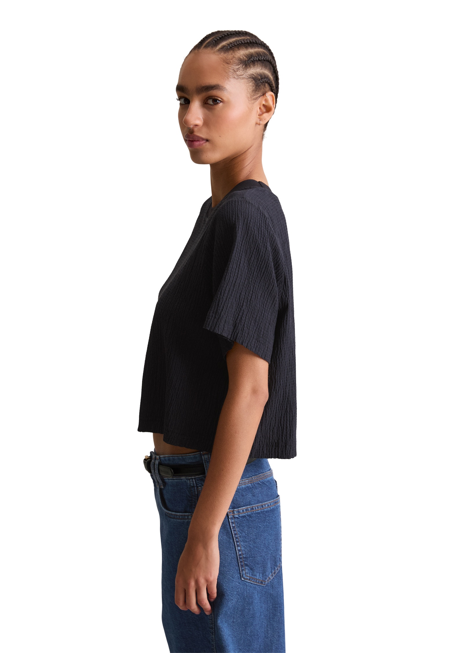 Marc O'Polo DENIM Kurzarmbluse »mit markanter Struktur«