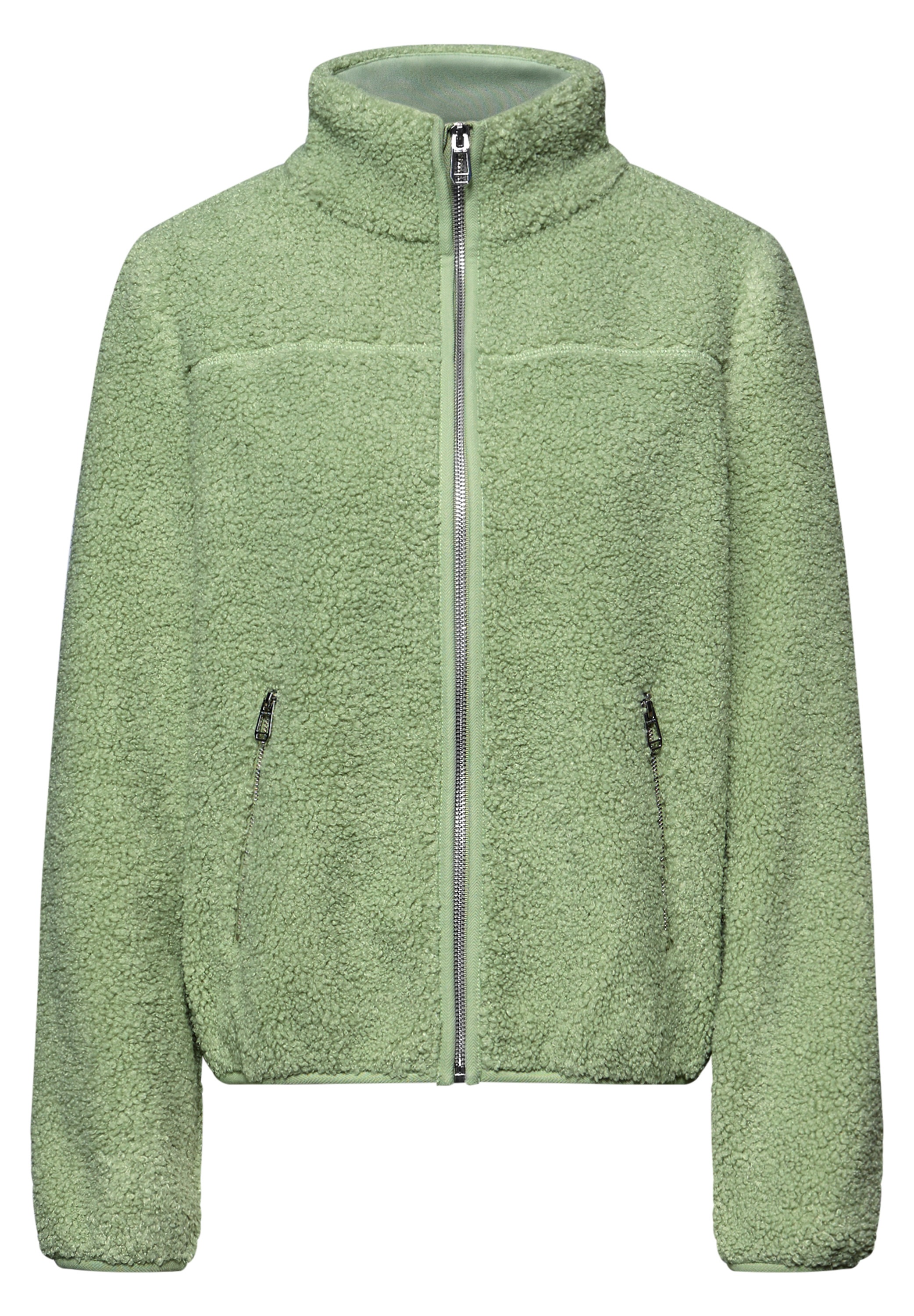 Fellimitatjacke STREET ONE, Damen, Gr. 44, bright pistachio, Stoff, 100% Polyester, unifarben, normal normal, hoch geschlossener Ausschnitt, elastischer Bund, Jacken, aus Lammfell-Imitat 3
