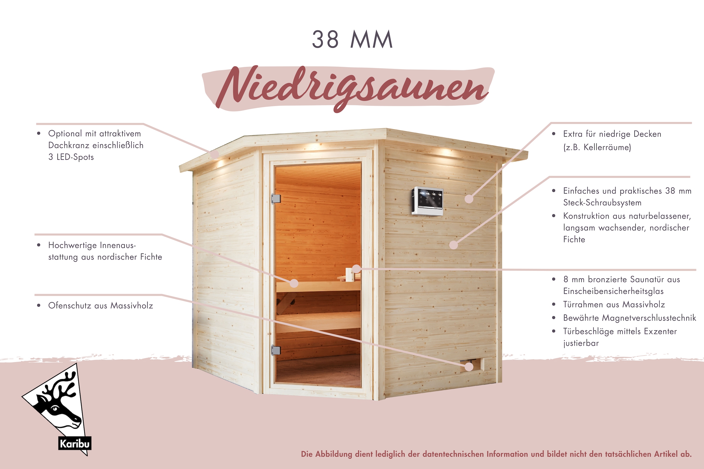 welltime Sauna »Jacky«, mit bronzierter Ganzglastür, für bis zu 3 Personen