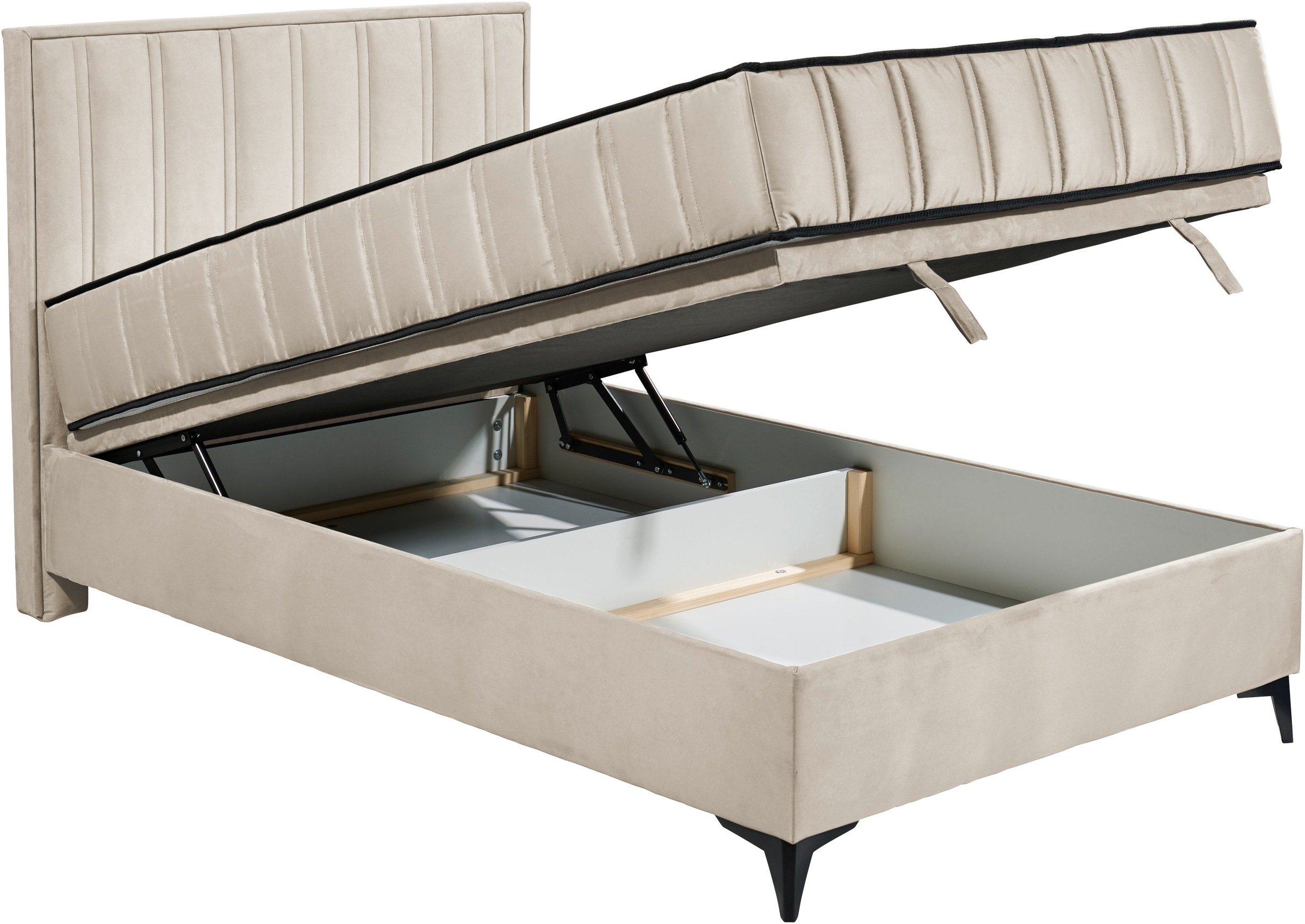 ED EXCITING DESIGN Boxbett »Monroe inkl. Bettkasten, erhältlich in den Breiten 120cm & 140cm«, Duo-Matratze - feste Seite mit Kokosmatte