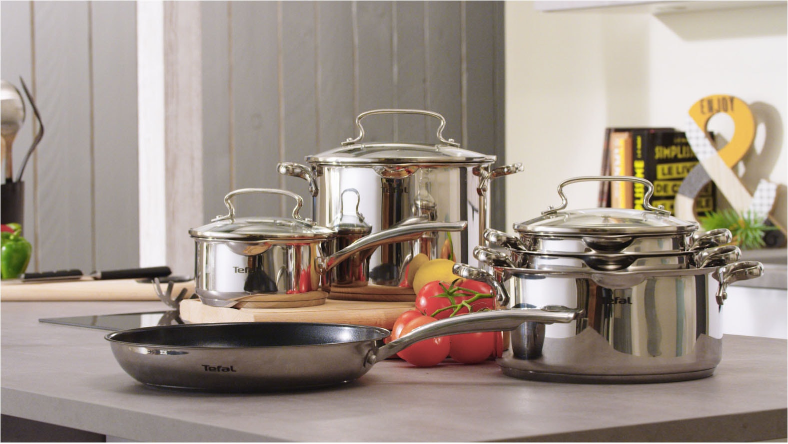 Tefal Bratpfanne »Duetto+, langlebige Antihaftversiegelung, Thermo-Signal« Edelstahl Premium Edelstahl, Induktionspfanne, für alle Herdarten geeignet