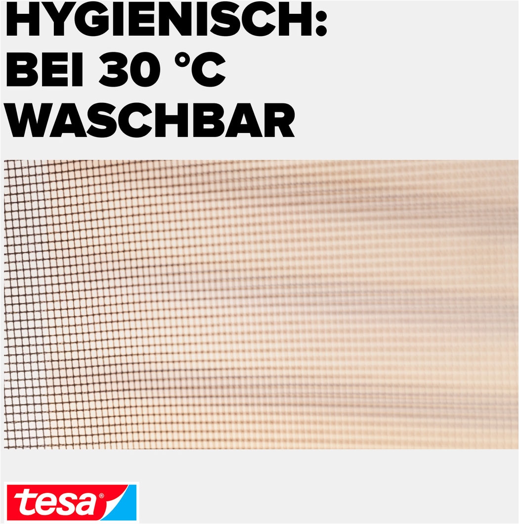 tesa Fliegengitter-Gewebe »Premium für Fenster, Insektenschutz mit Klettband - 170x180 cm« Packung, Fliegennetz, Klettband, Andrück und Schneidehilfe, 1 Stk. tlg. mit starkem Klettband, rückstandsfrei entfernbar, zuschneidbar