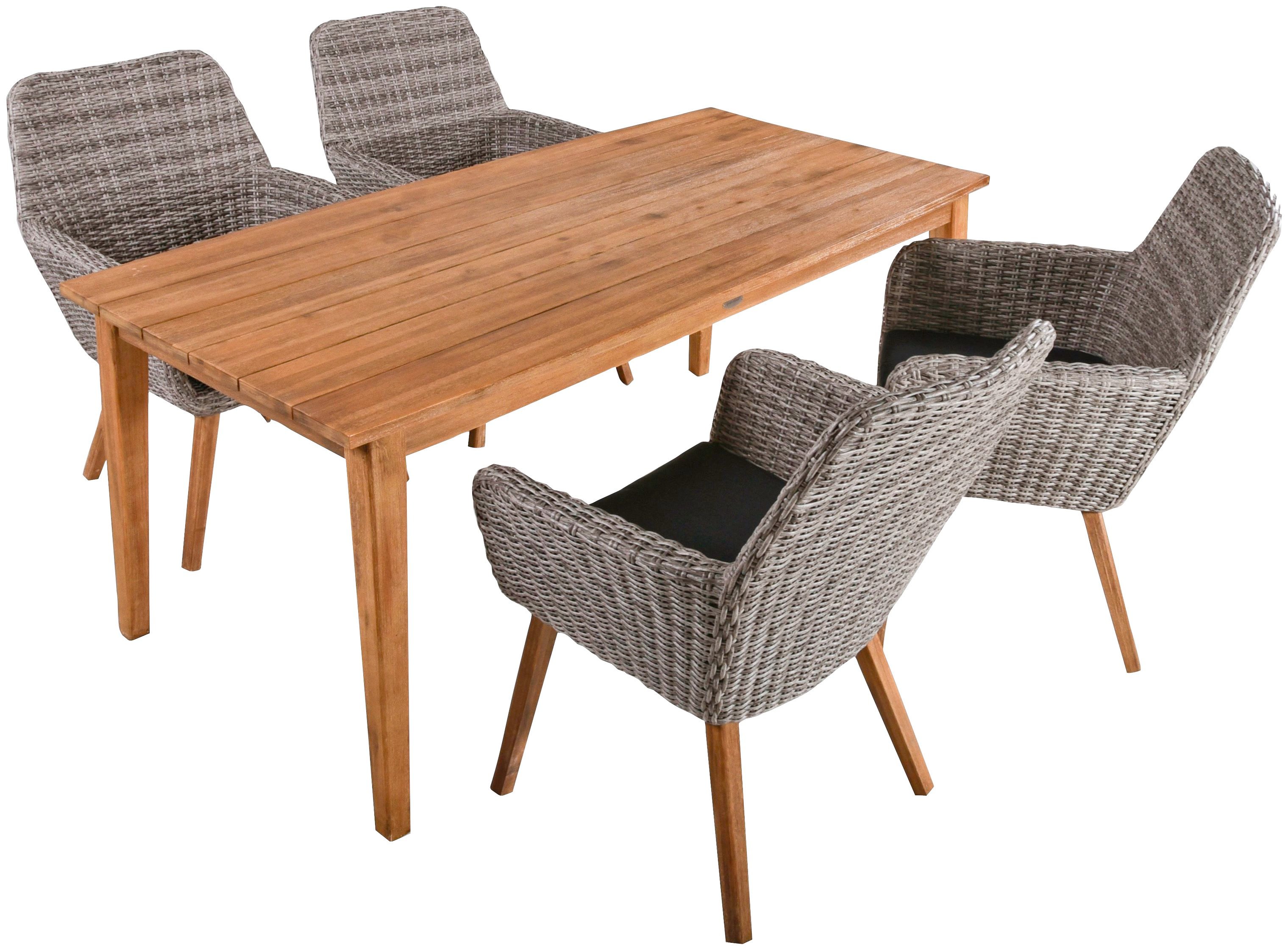 Garten-Essgruppe GARDEN PLEASURE, B:280cm H:96cm T:180cm, grau, Aluminium, FSC-zertifiziertes Massivholz, Polyrattan, Sitzmöbel-Sets,