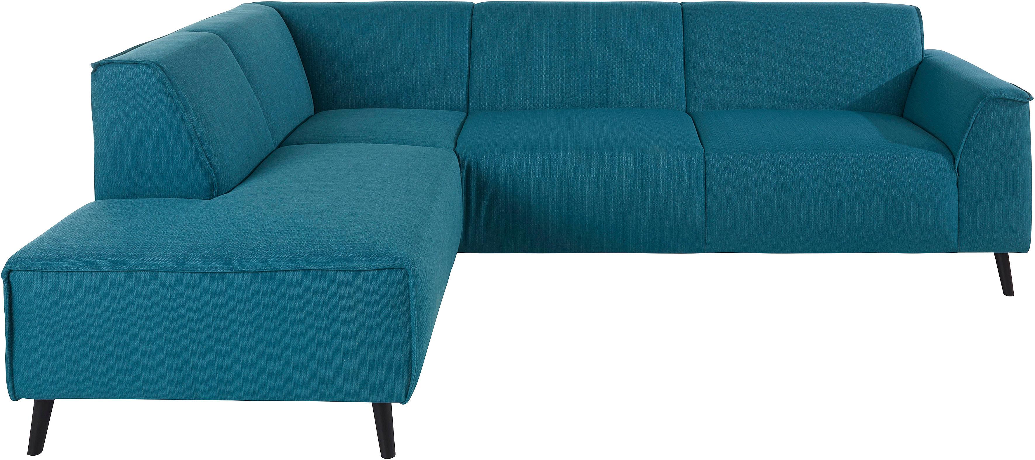 DOMO collection Ecksofa "Amora, inkl. Federkern für mehr Sitzkomfort, Breite 263cm, L-Form" Komfortsitzhöhe 47 cm, Fußhöhe passend für gängige Saugroboter