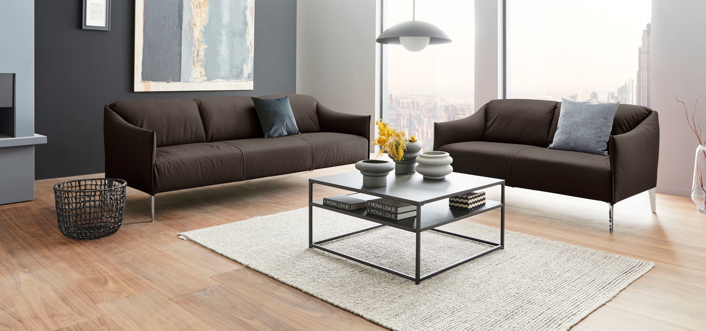 W.SCHILLIG 3-Sitzer »sally«, mit Metall-Winkelfüßen in Chrom glänzend, Breite 224 cm