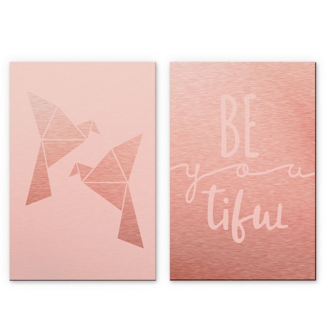 Wall-Art Mehrteilige Bilder »Origami Vogel Be you tiful«, (Set, 2 St.)  kaufen | BAUR