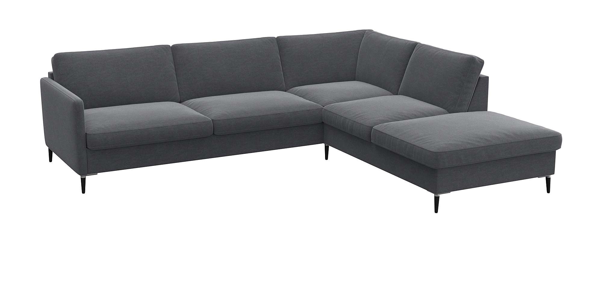 FLEXLUX Ecksofa »Fiore, super Sitzkomfort durch Kaltschaum im Sitz, L-Form«, schmale Armlehnen, Füße Alu+schwarz