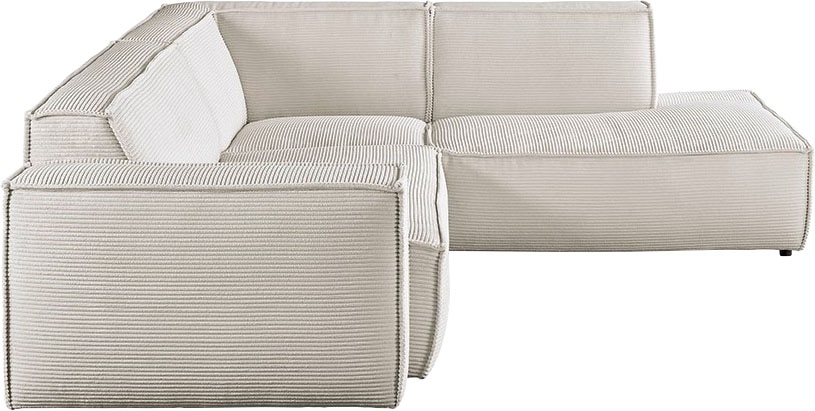 3C Candy Ecksofa »Matteo in elegant, kubischer Formensprache, bequem, L-Form«, mit auffälliger Kedernaht, Cord-Bezug, Lounge-Charakter