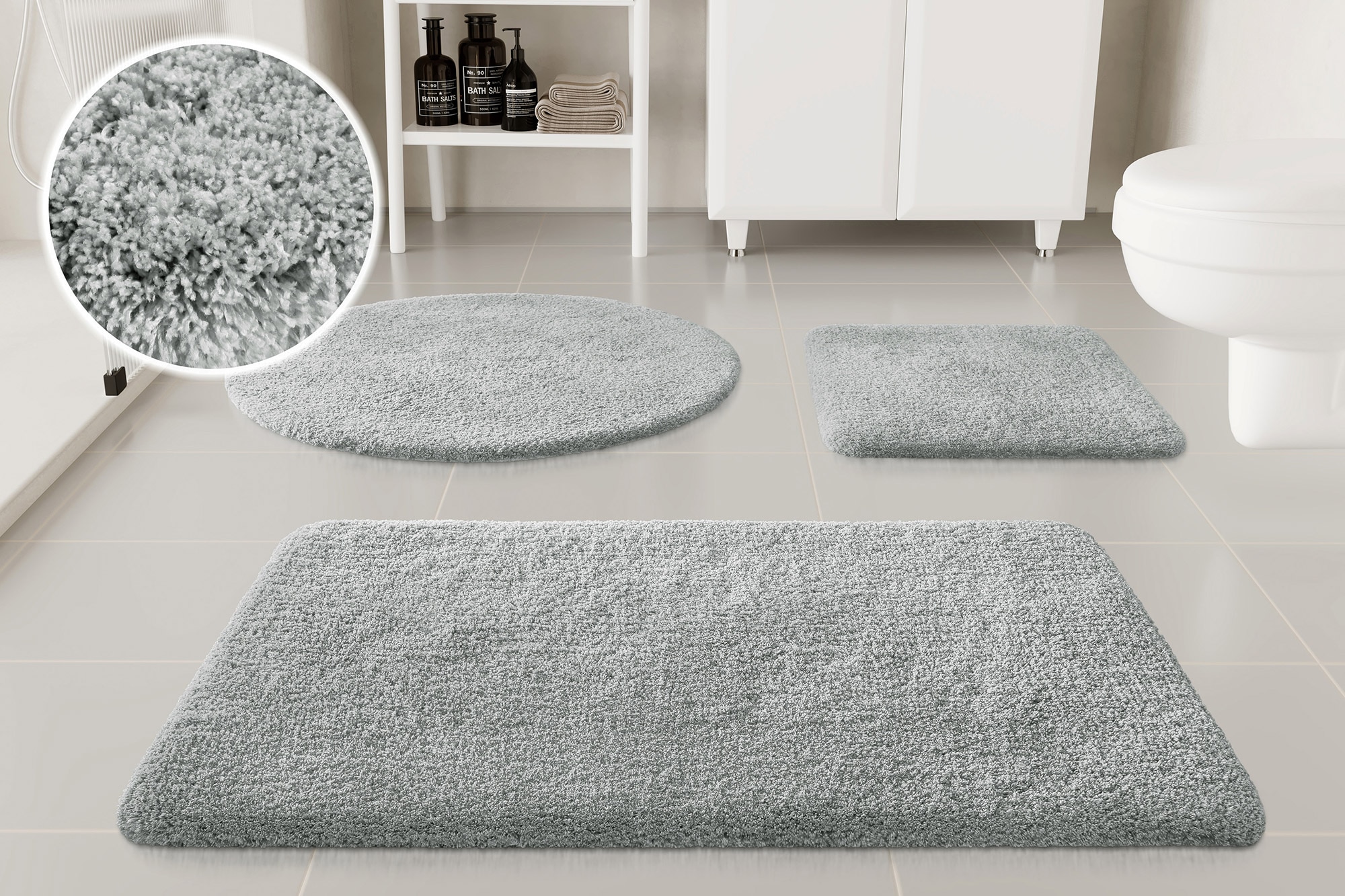 OTTO home Badematte "Kaarin, uni, viele Farben, Badvorleger, Badezimmer Teppich" Höhe 30 mm rutschhemmend beschichtet fußbodenheizungsgeeignet Badteppich, getuftet, flauschig, hochflor, große Farbauswahl