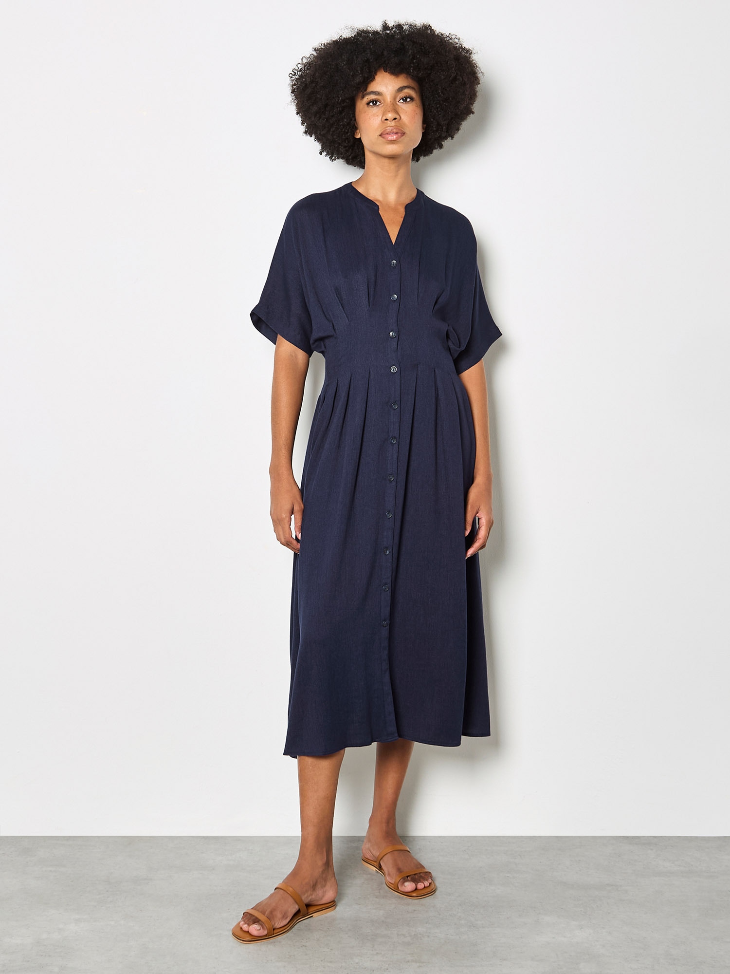 Apricot Midikleid "Plissiertes Midikleid" Einfarbig