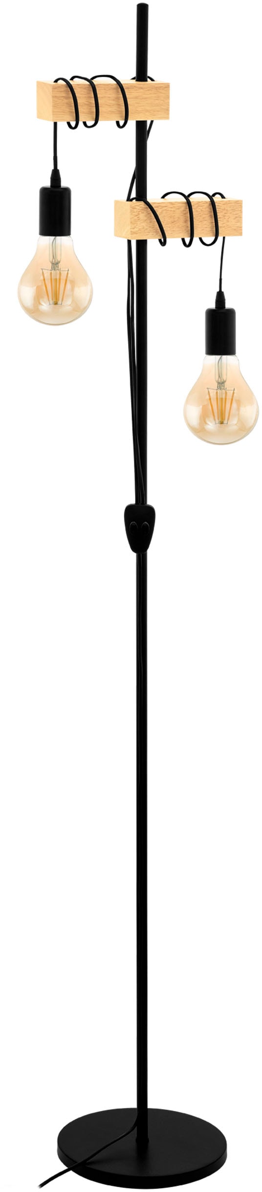 EGLO Stehlampe "TOWNSHEND Stehlampe, Holz, Stahl, Retro, Industrial, Wickeloptik", 2, H: 166,5cm, braun, Wohnzimmer, Leuchten, Wohnzimmer,