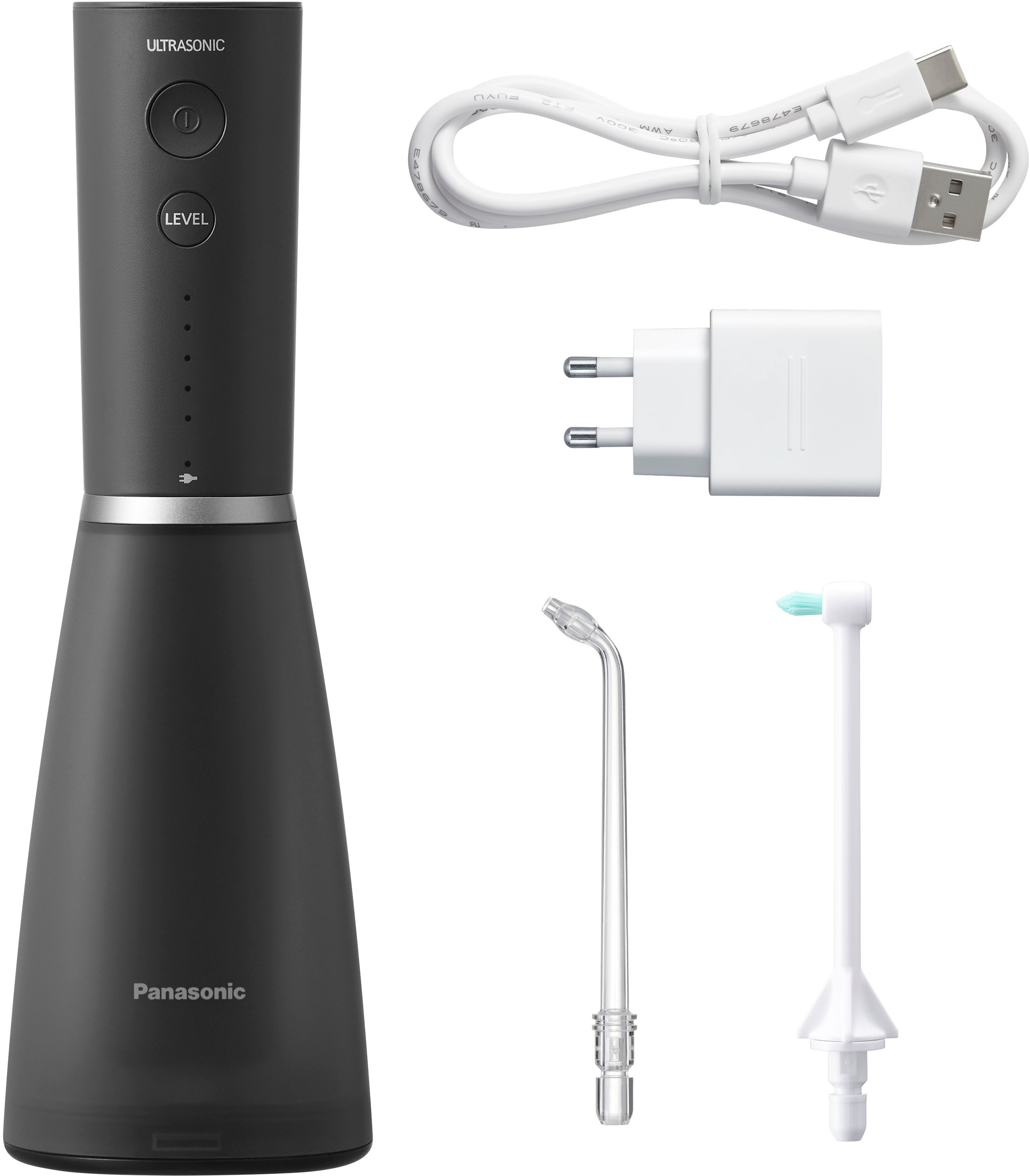 PANASONIC Munddusche "EW-DJ86-K503", schwarz, Kunststoff, B:6,8cm H:21cm T:8,1cm, Mundduschen, Kabellos, Ultraschall-Technologie, Schnellladen durch