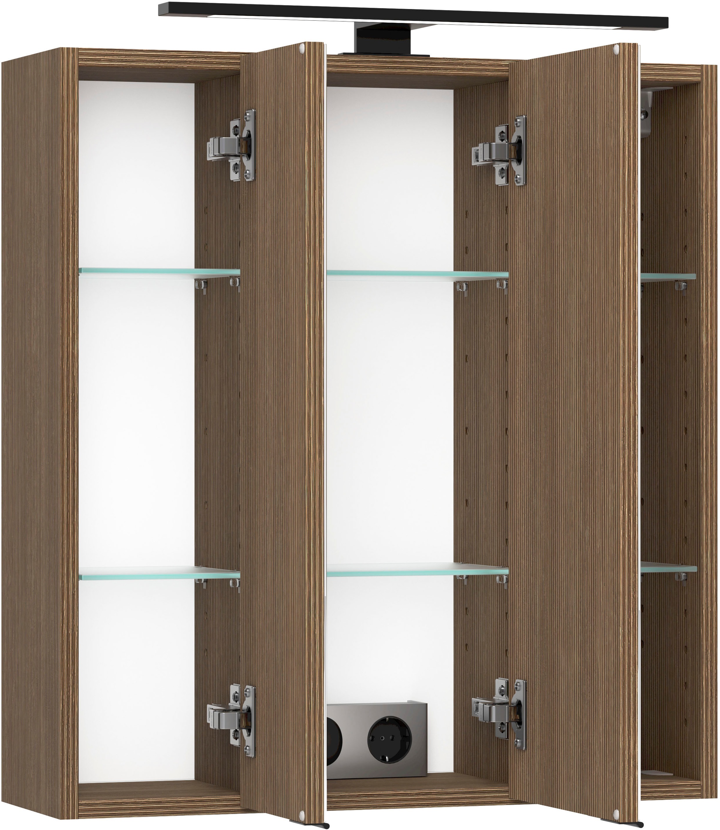 welltime Spiegelschrank, Welltime, Breite 60 cm, gedämpfte Scharniere, inkl. Steckdose