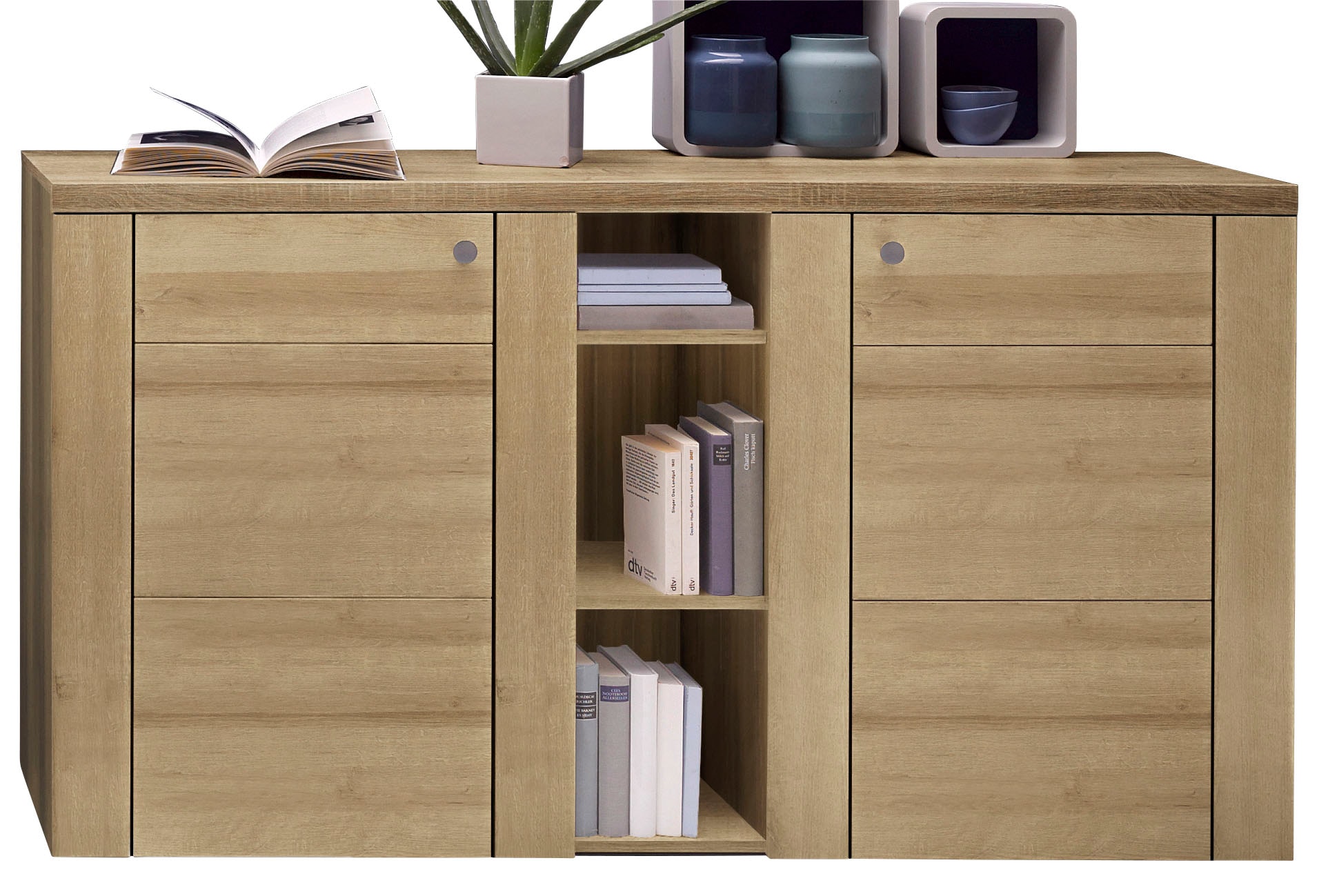 Home affaire Sideboard »Larona, zeitlose Kommode mit 2 Türen, Türkommode, Breite 155 cm,«, Höhe 84 cm, viel Stauraum, Anrichte mit dekorativer Rahmenoptik