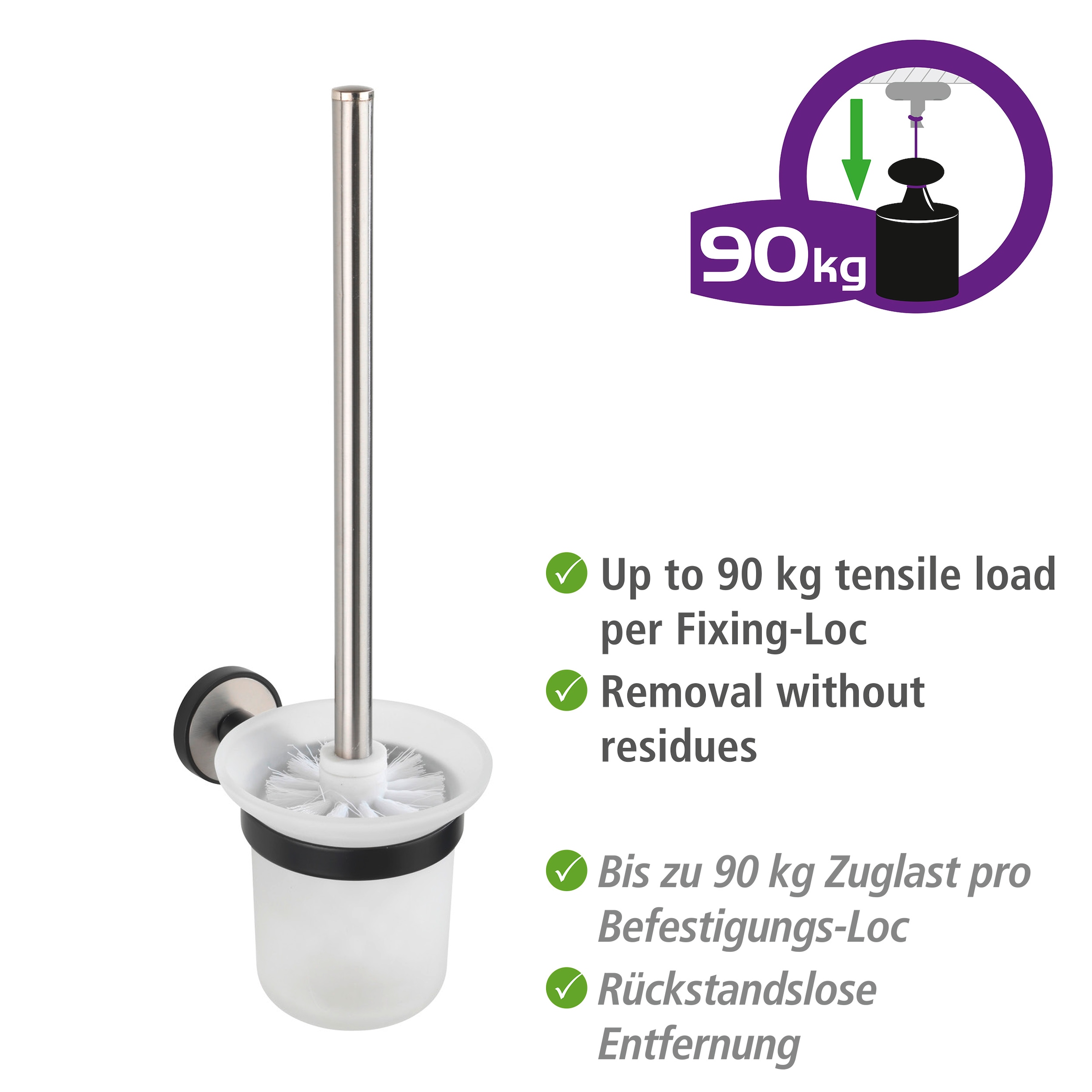 WENKO WC-Garnitur »UV-Loc® Udine«, aus Edelstahl-Glas, befestigen ohne Bohren