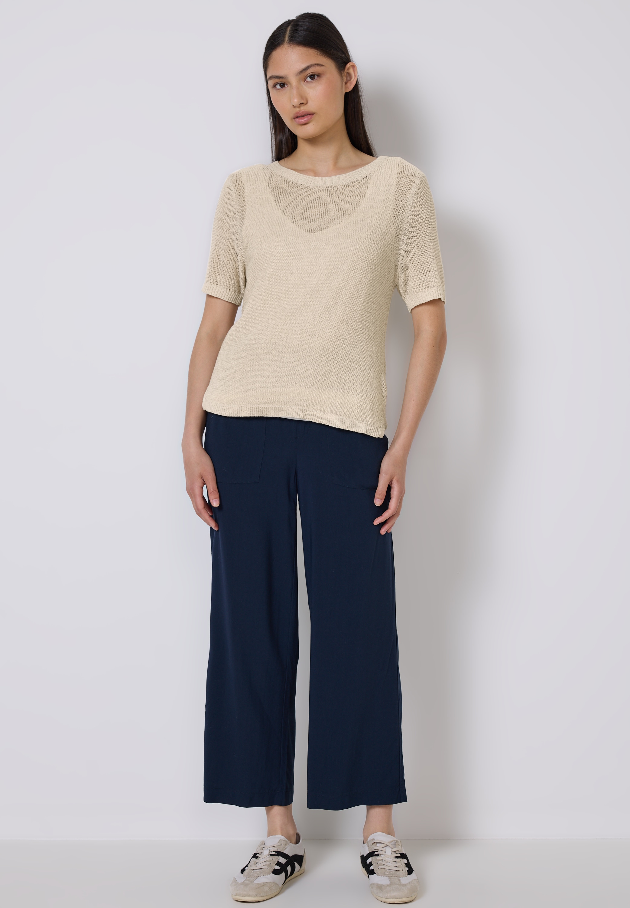 STREET ONE STUDIO Kurzarmpullover, mit grober Struktur