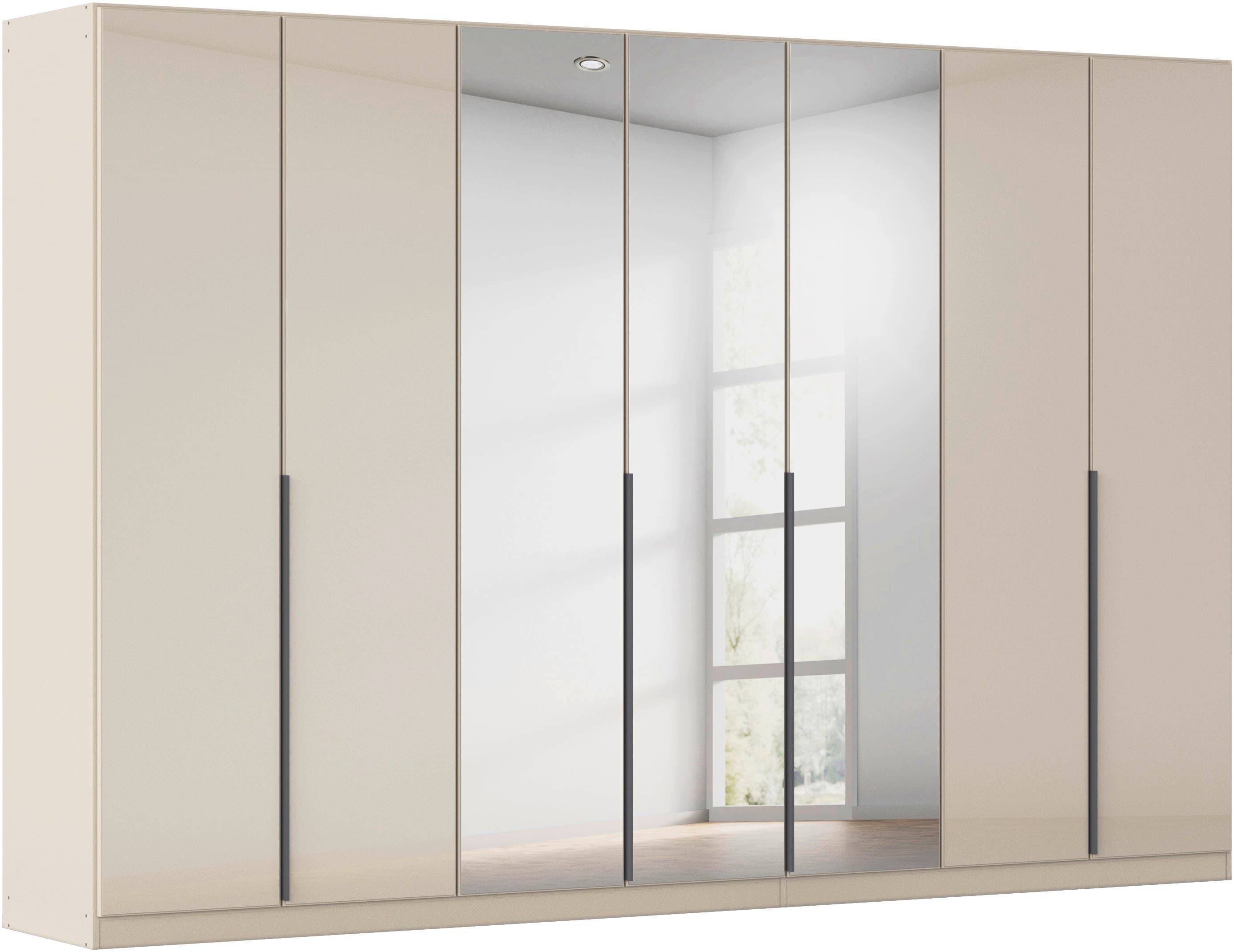 OTTO home Drehtürenschrank "Kleiderschrank Schrank Garderobe AGORDO mit Glasfront und Spiegel" in zwei Griff-Farben, Breiten 91-405 cm, durchdachte Innenausstattung, in 8 Breiten und 2 Höhen MADE IN GERMANY