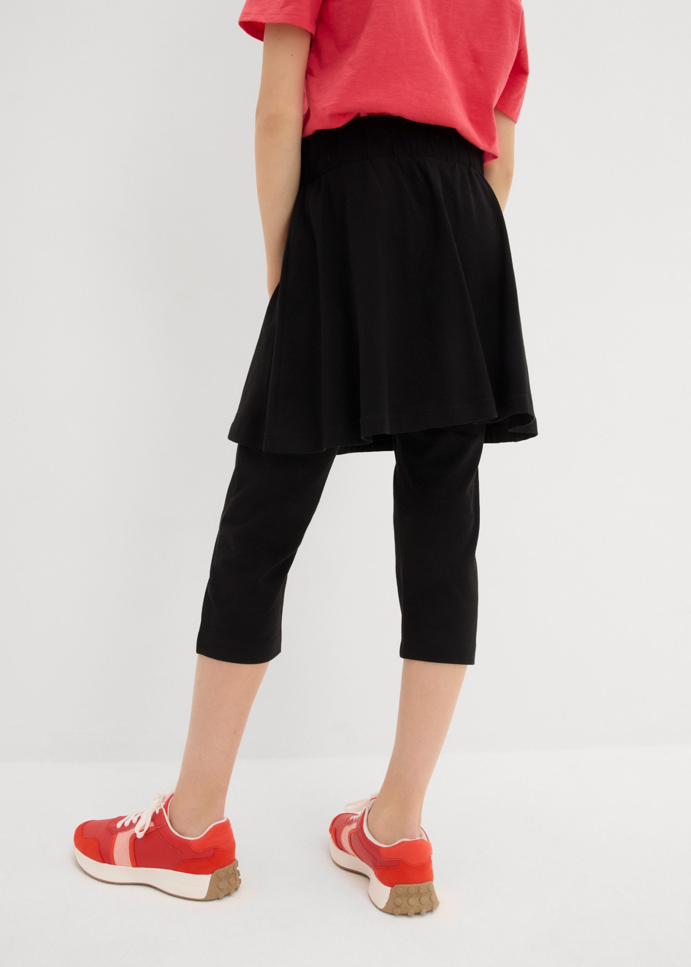 bonprix Caprileggings  aus elastischem Baumwoll-Mix, Capri-Länge, mit integriertem Rock