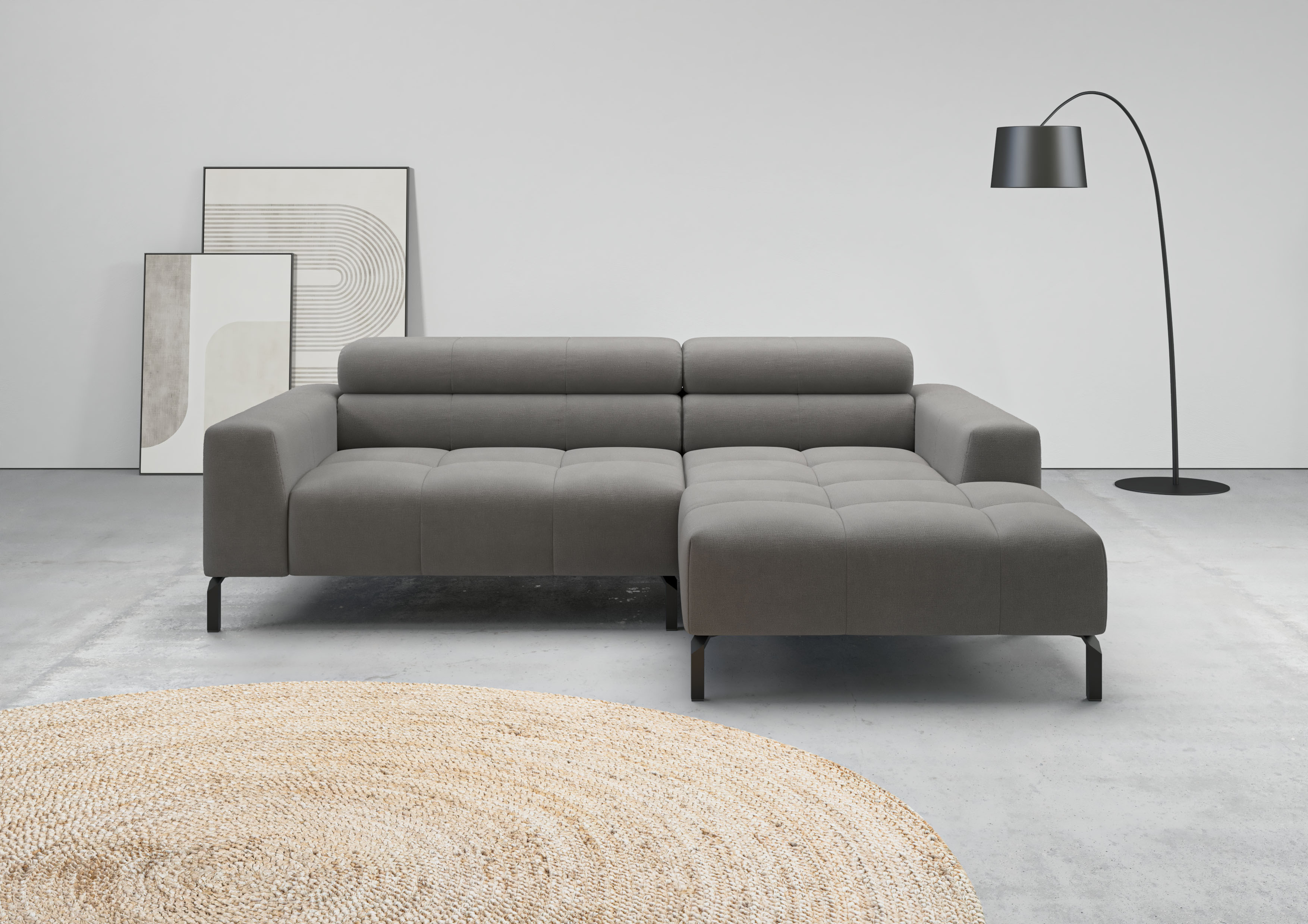 Home affaire Ecksofa "Claya, 223 cm breit, L-Form, Kopfteilverstellung"