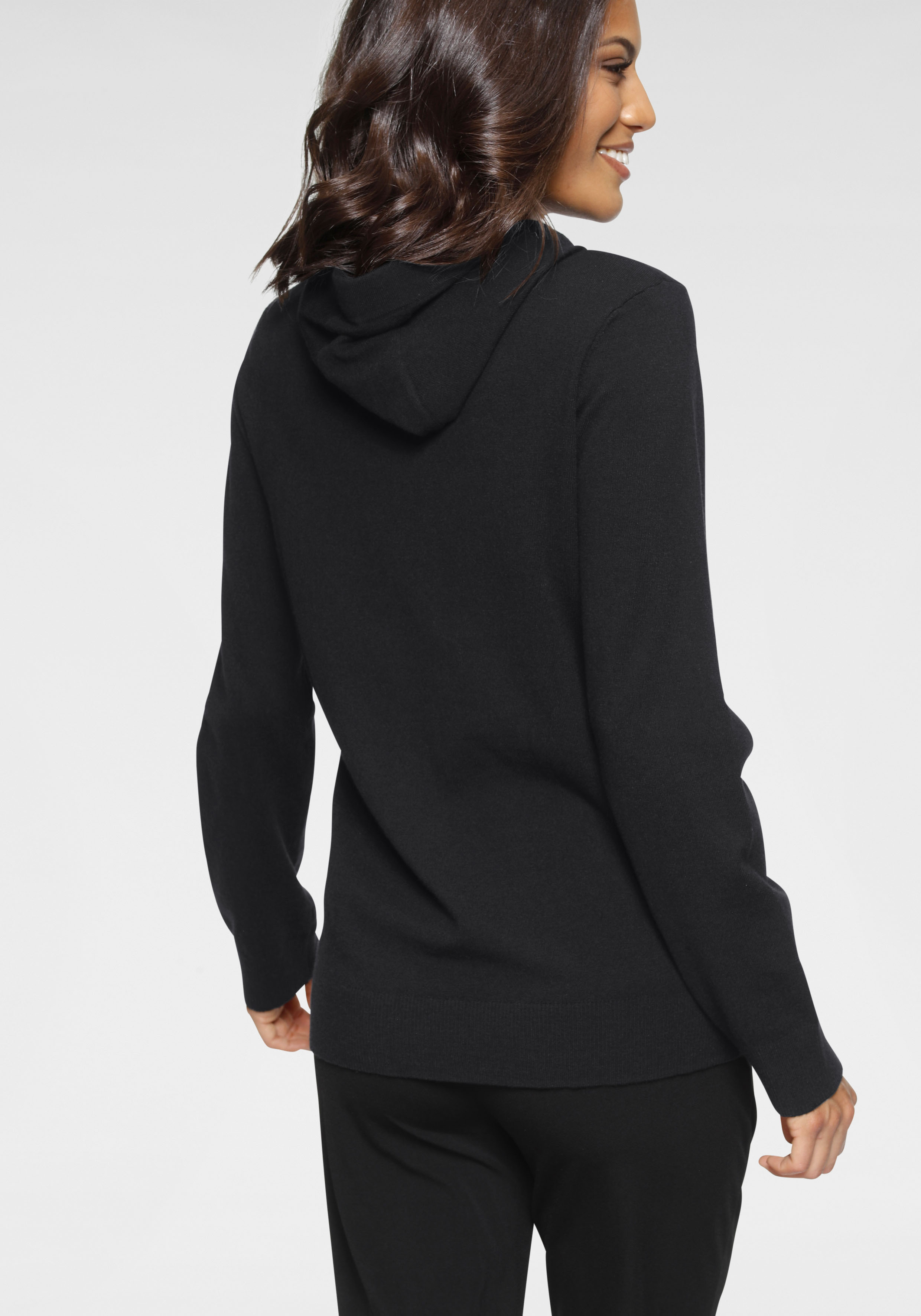 Thumbnail - Laura Scott Strickpullover mit Kapuze und glitzernden Bändern