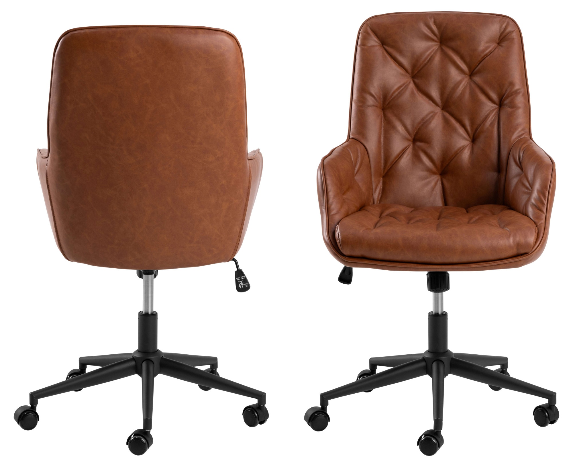 ACTONA GROUP Schreibtischstuhl »Erik«, Schreibtischstuhl, PU retro Cognac, 5 Stern Gestell matt schwarz