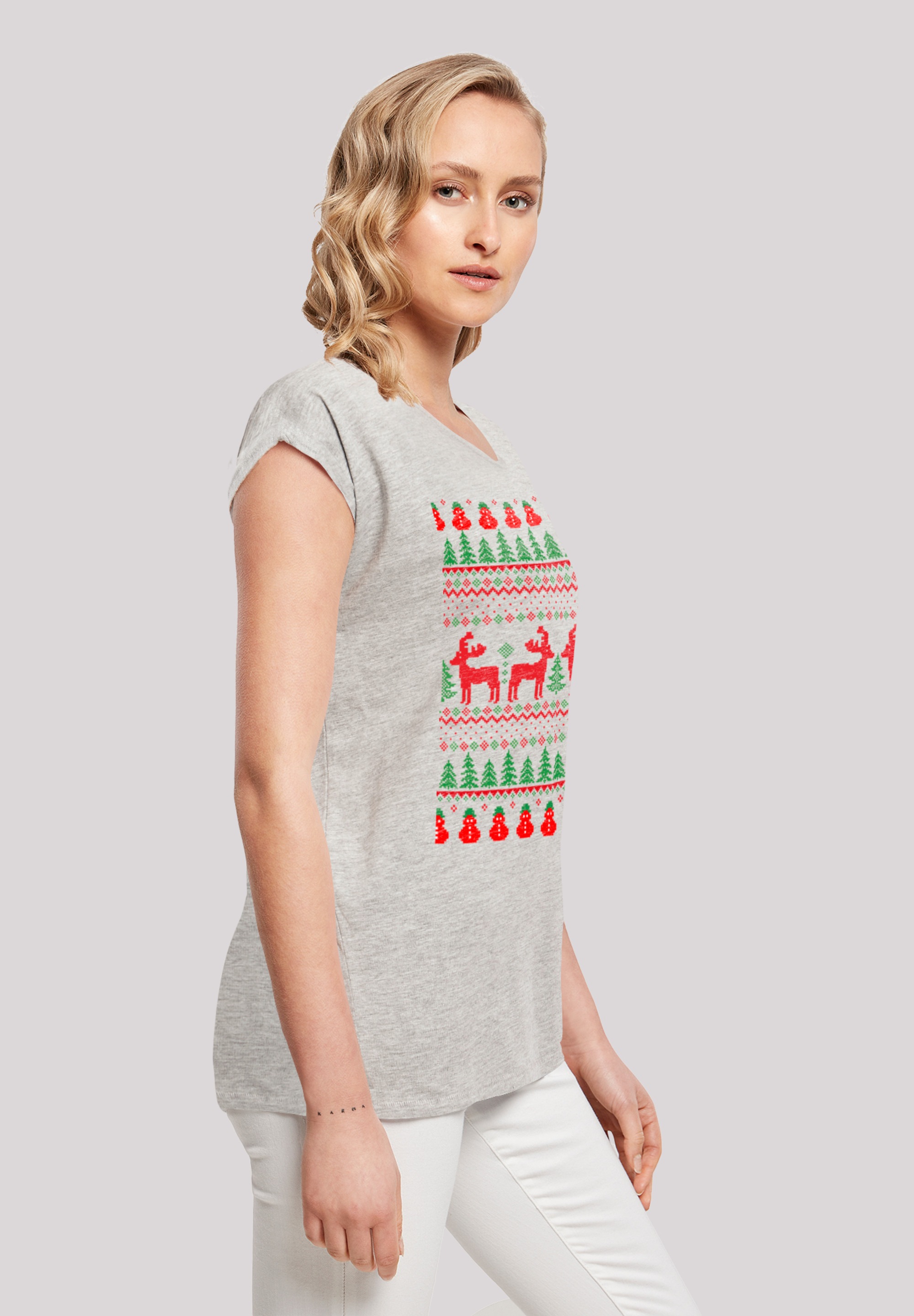 F4NT4STIC T-Shirt »Christmas Reindeers Weihnachten Muster«, Print